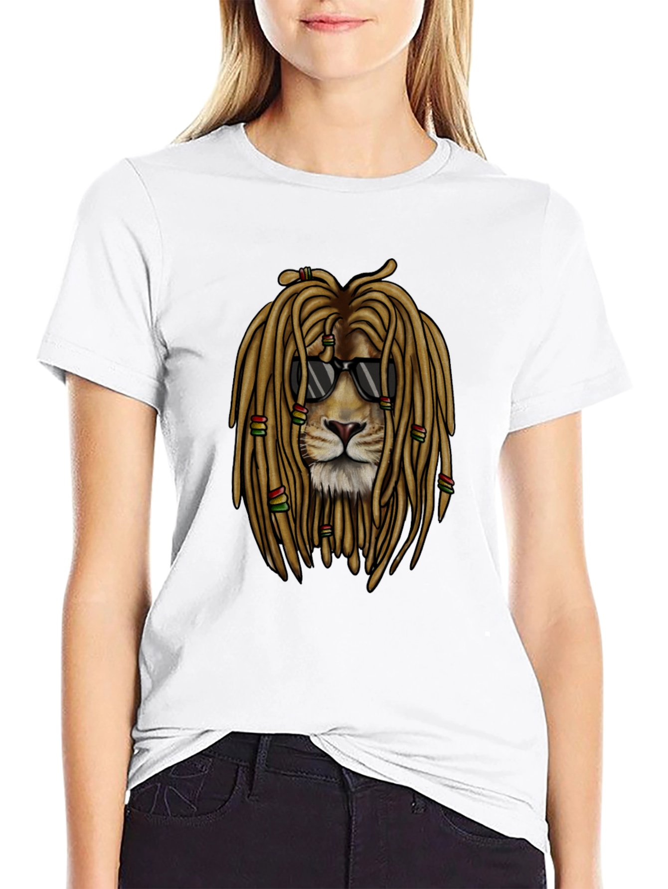 Lion Dreadlocks Sunglasses Graphic T-Shirt