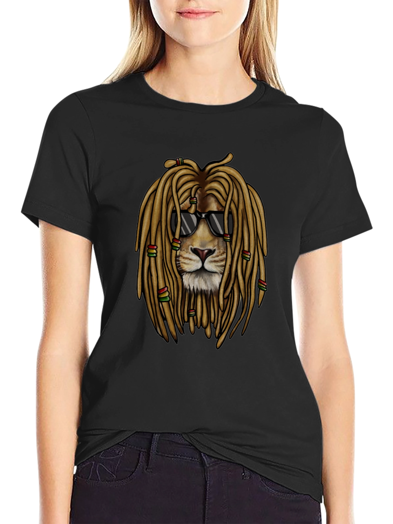 Lion Dreadlocks Sunglasses Graphic T-Shirt