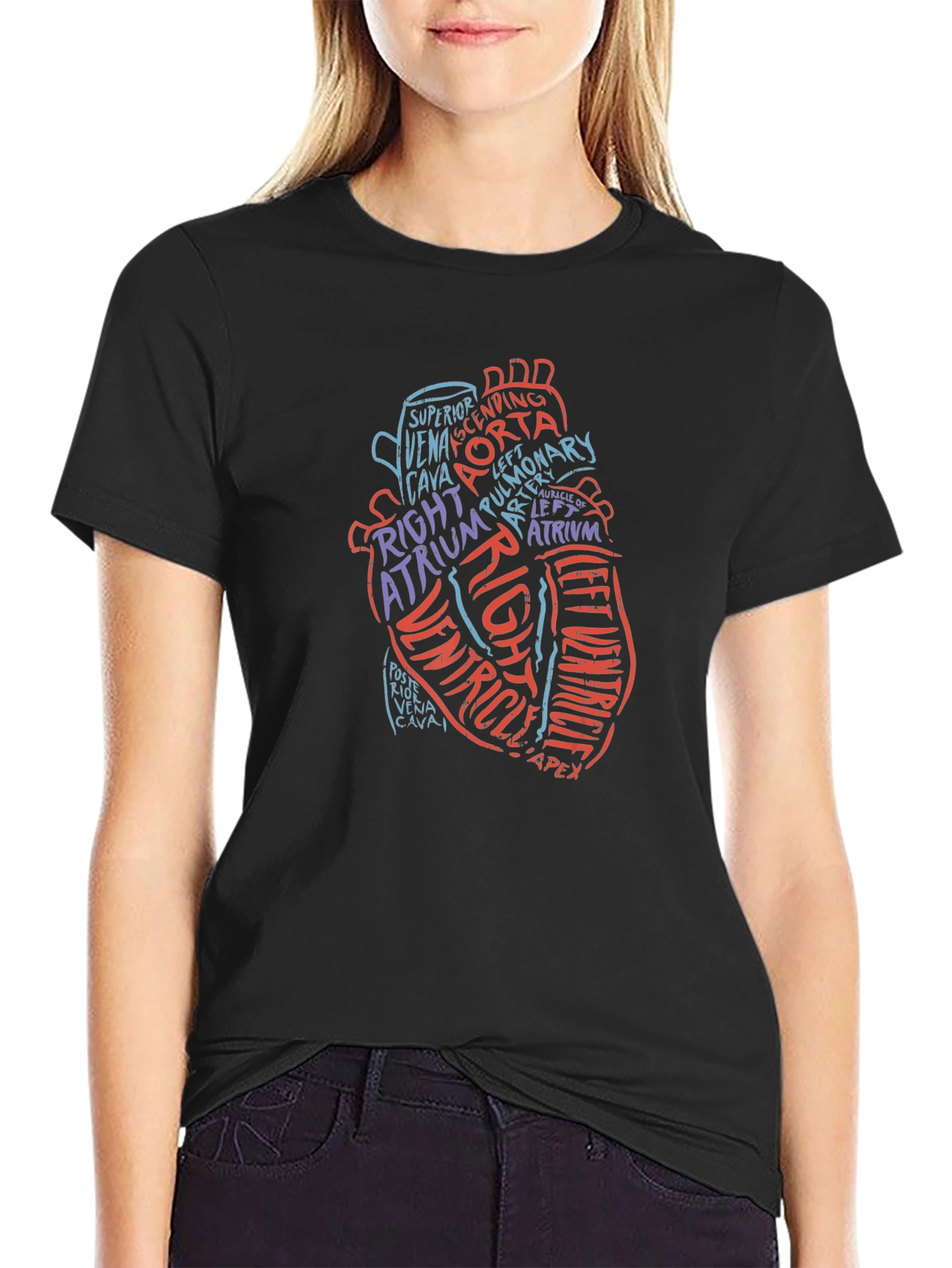 Anatomical Heart Word Art Graphic Tee - Black