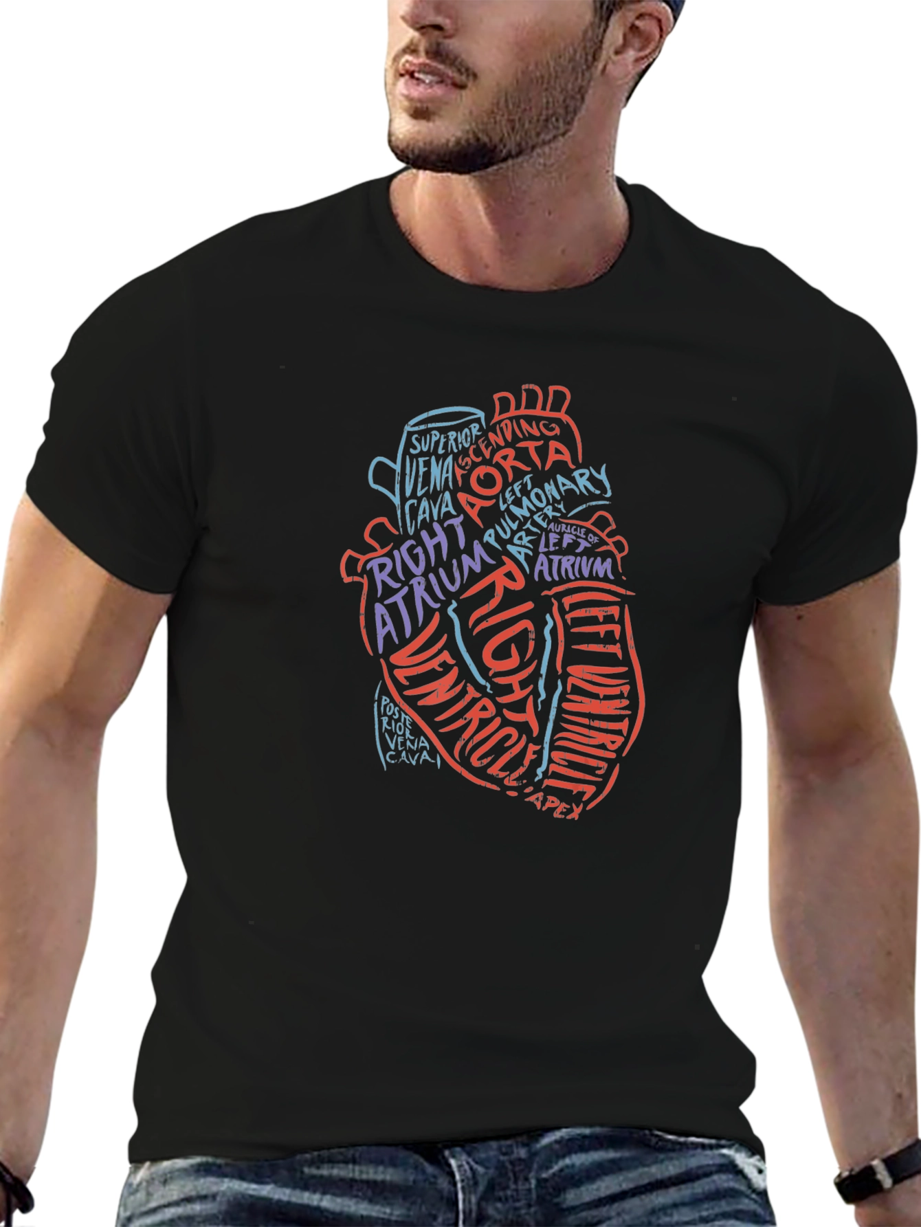 Anatomical Heart Word Art Graphic Tee - Black
