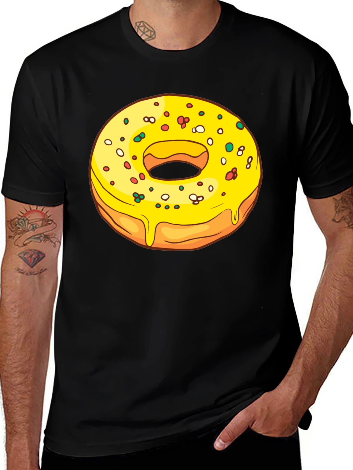 Donut Graphic T-Shirt - Black Casual Wear