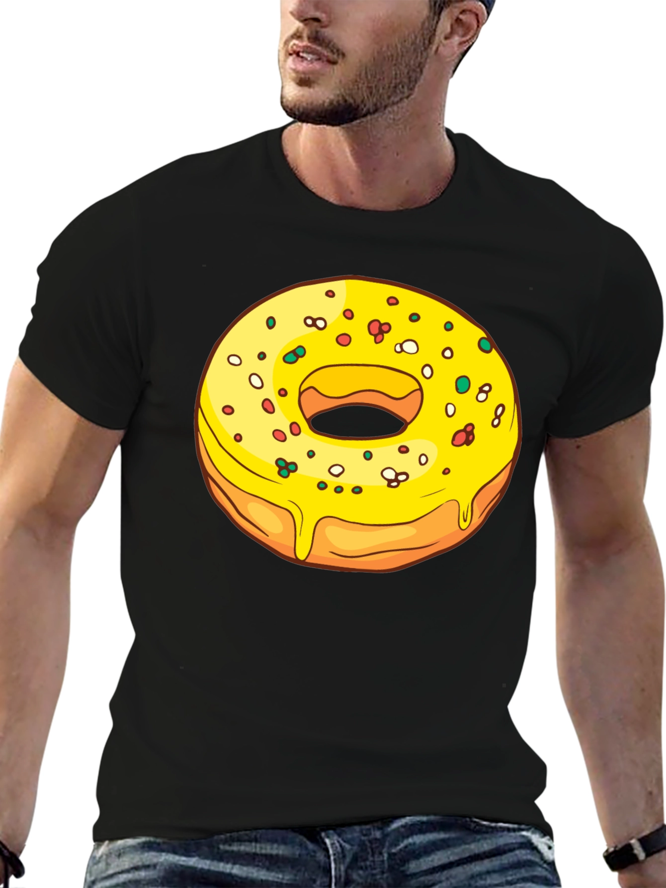 Donut Graphic T-Shirt - Black Casual Wear