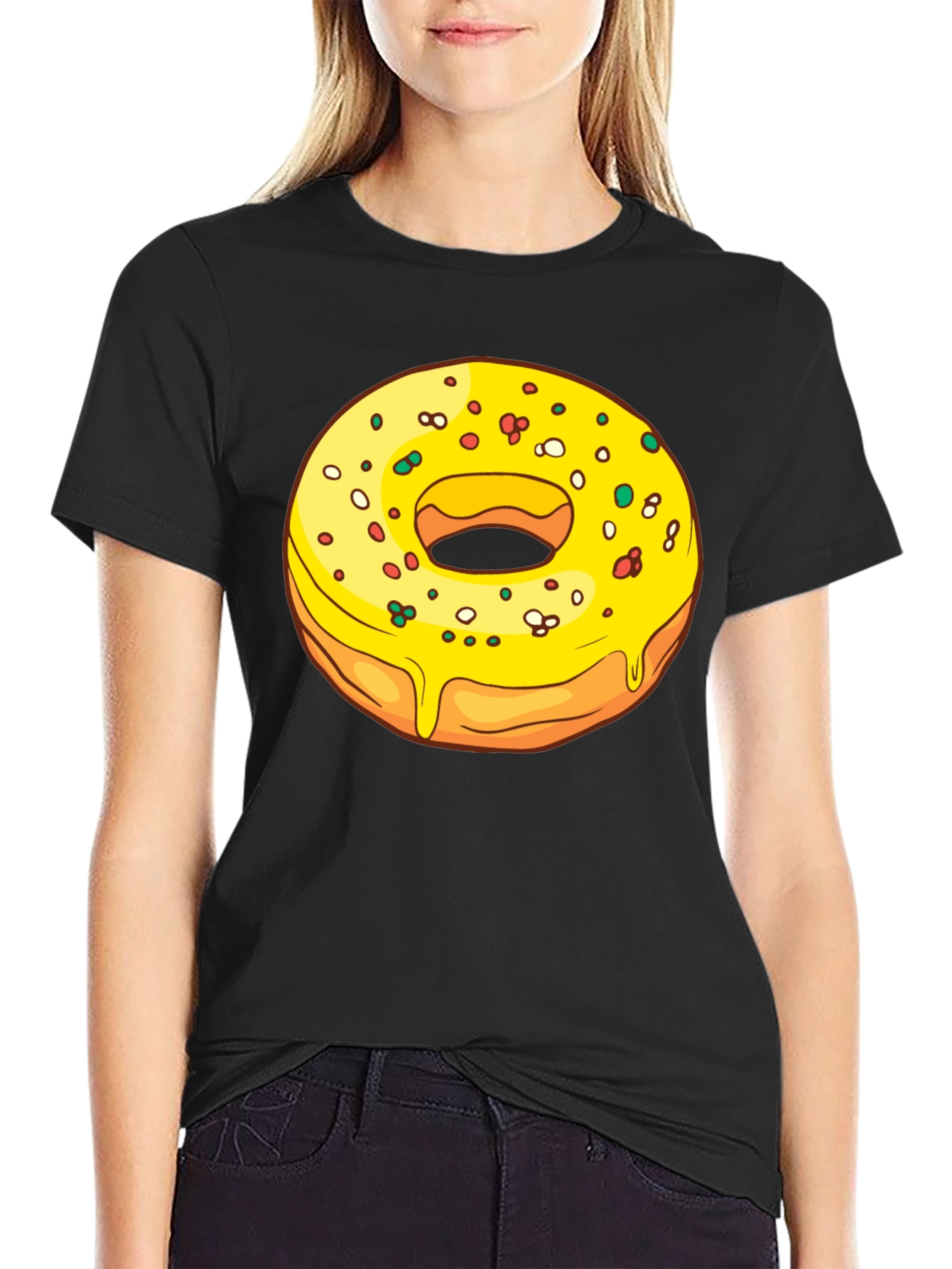 Donut Graphic T-Shirt - Black Casual Wear