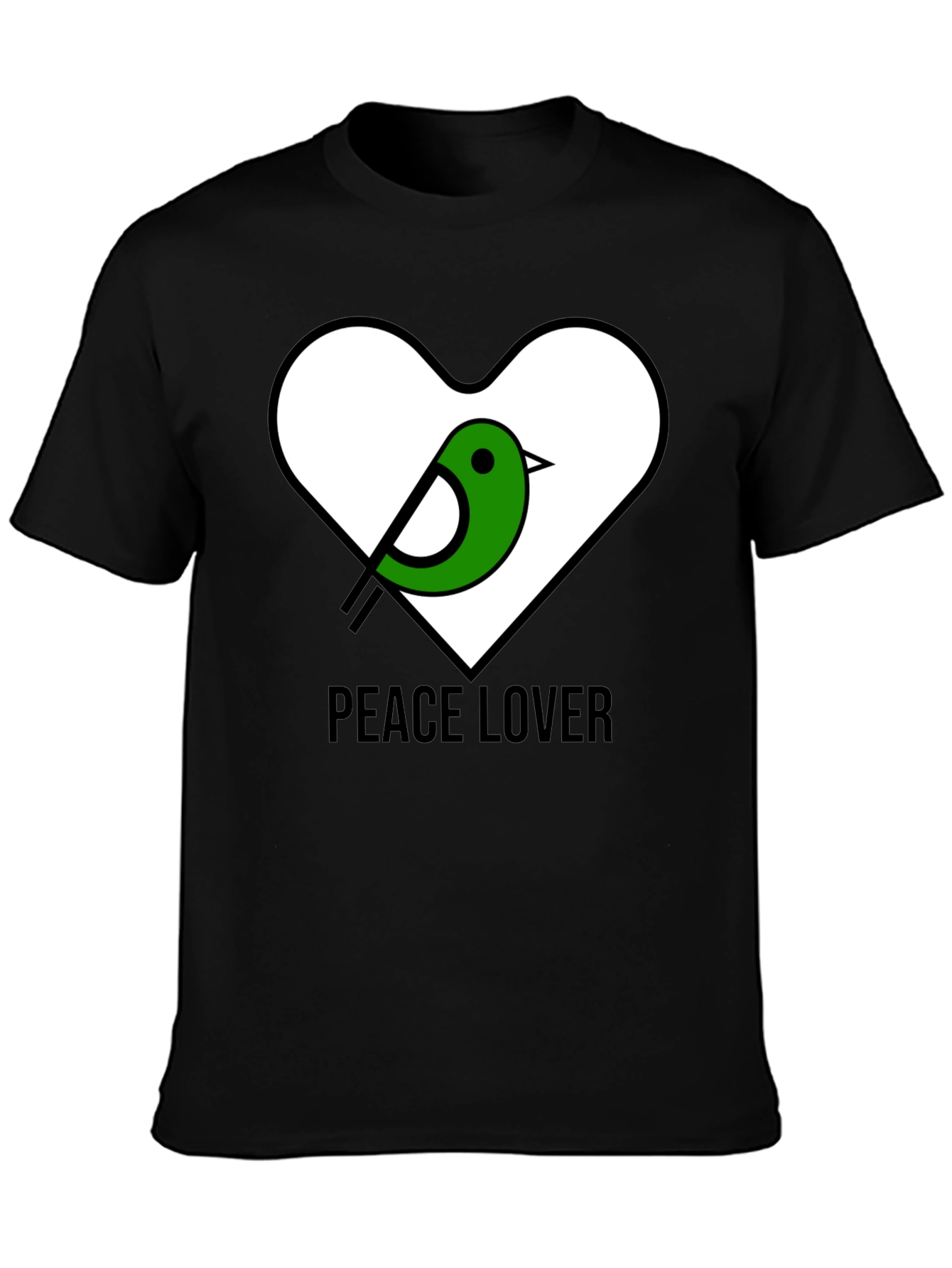 Peace Lover T-Shirt with Bird Heart Graphic