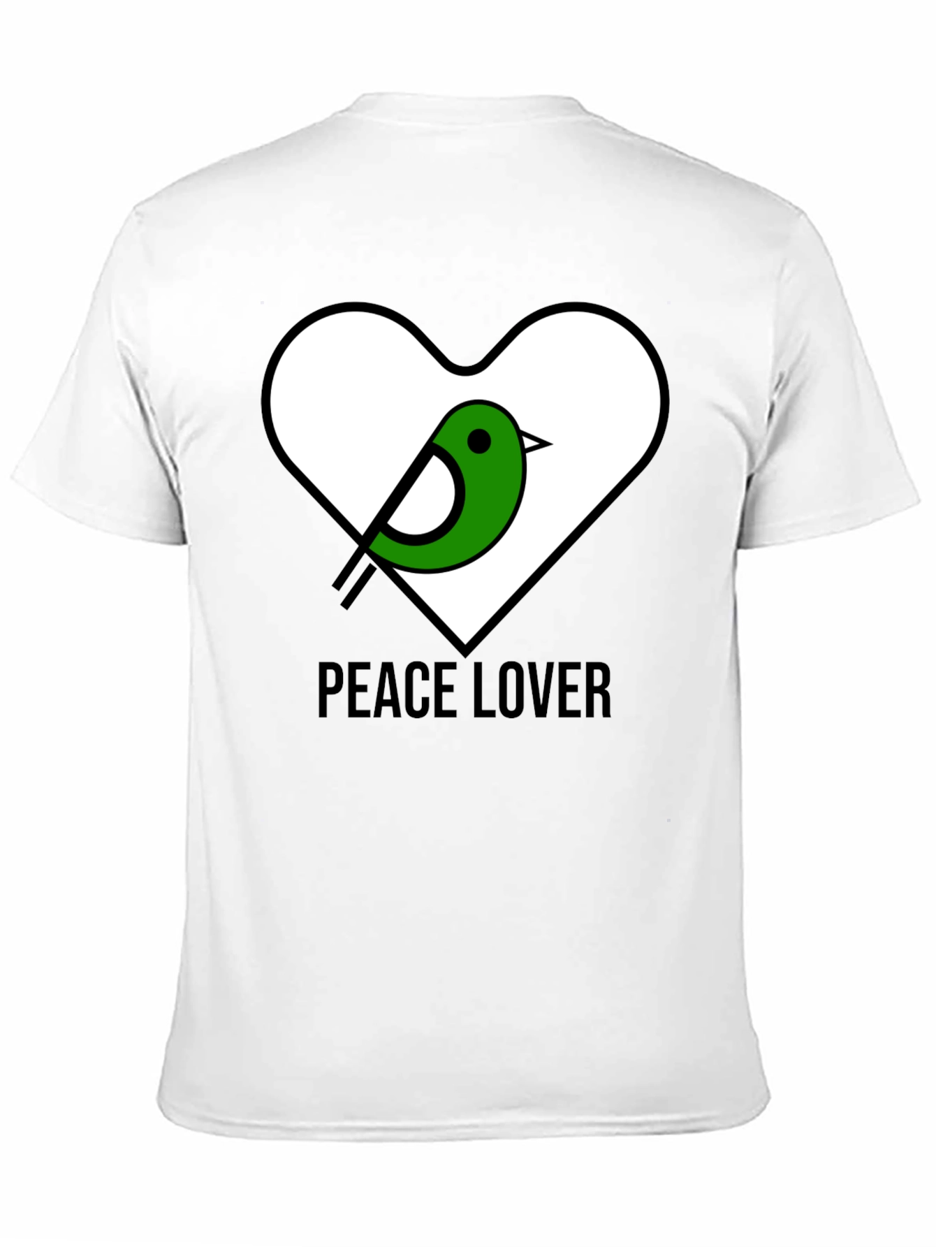 Peace Lover T-Shirt with Bird Heart Graphic