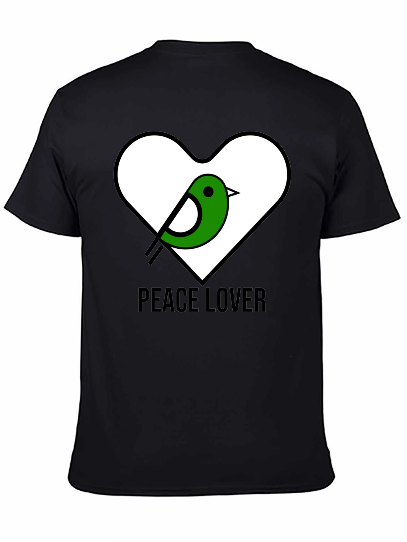Peace Lover T-Shirt with Bird Heart Graphic