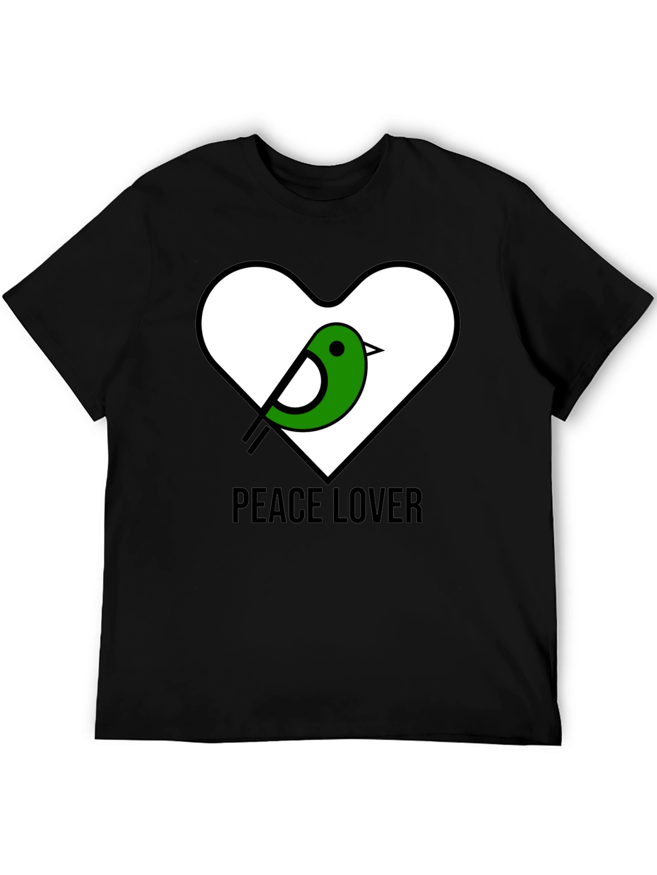 Peace Lover T-Shirt with Bird Heart Graphic