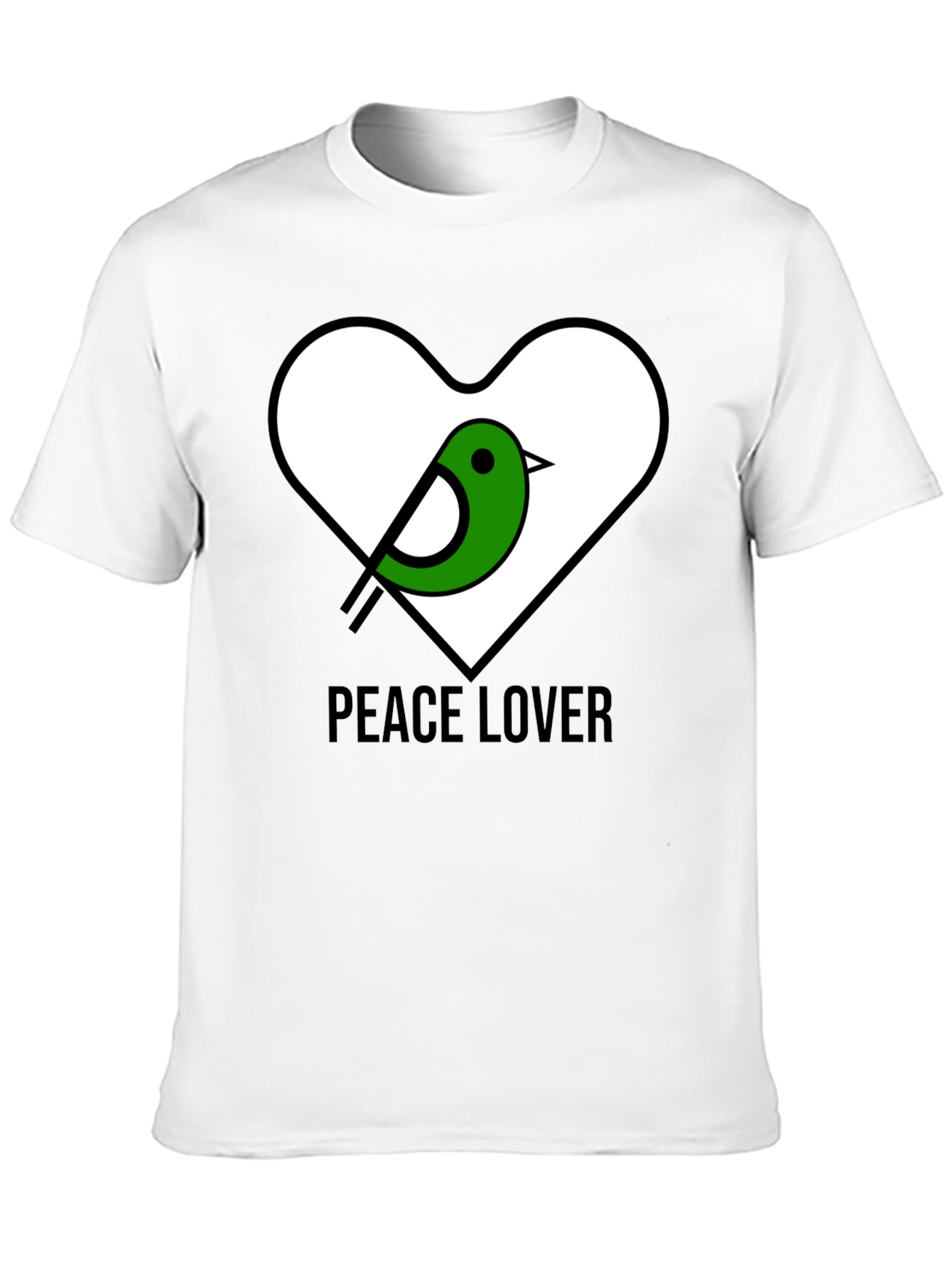 Peace Lover T-Shirt with Bird Heart Graphic