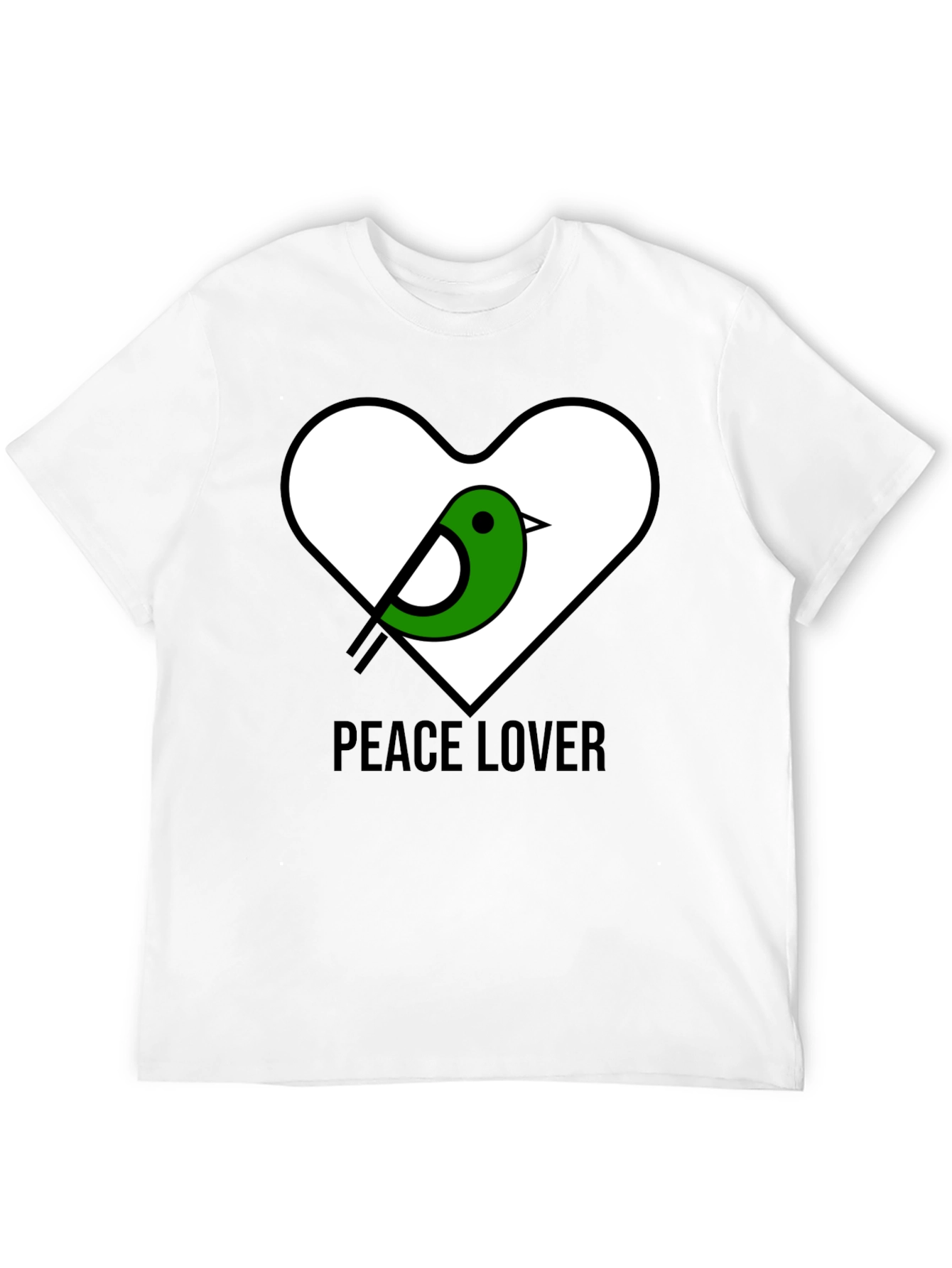 Peace Lover T-Shirt with Bird Heart Graphic