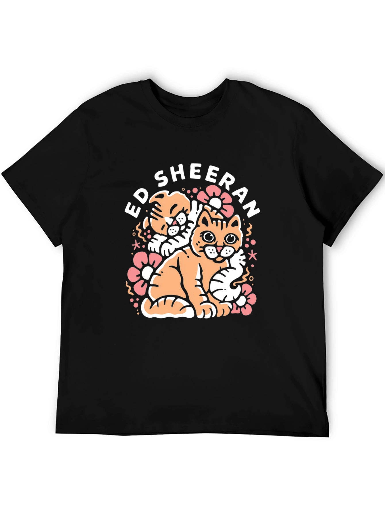 Ed Sheeran Cats Graphic Black T-Shirt