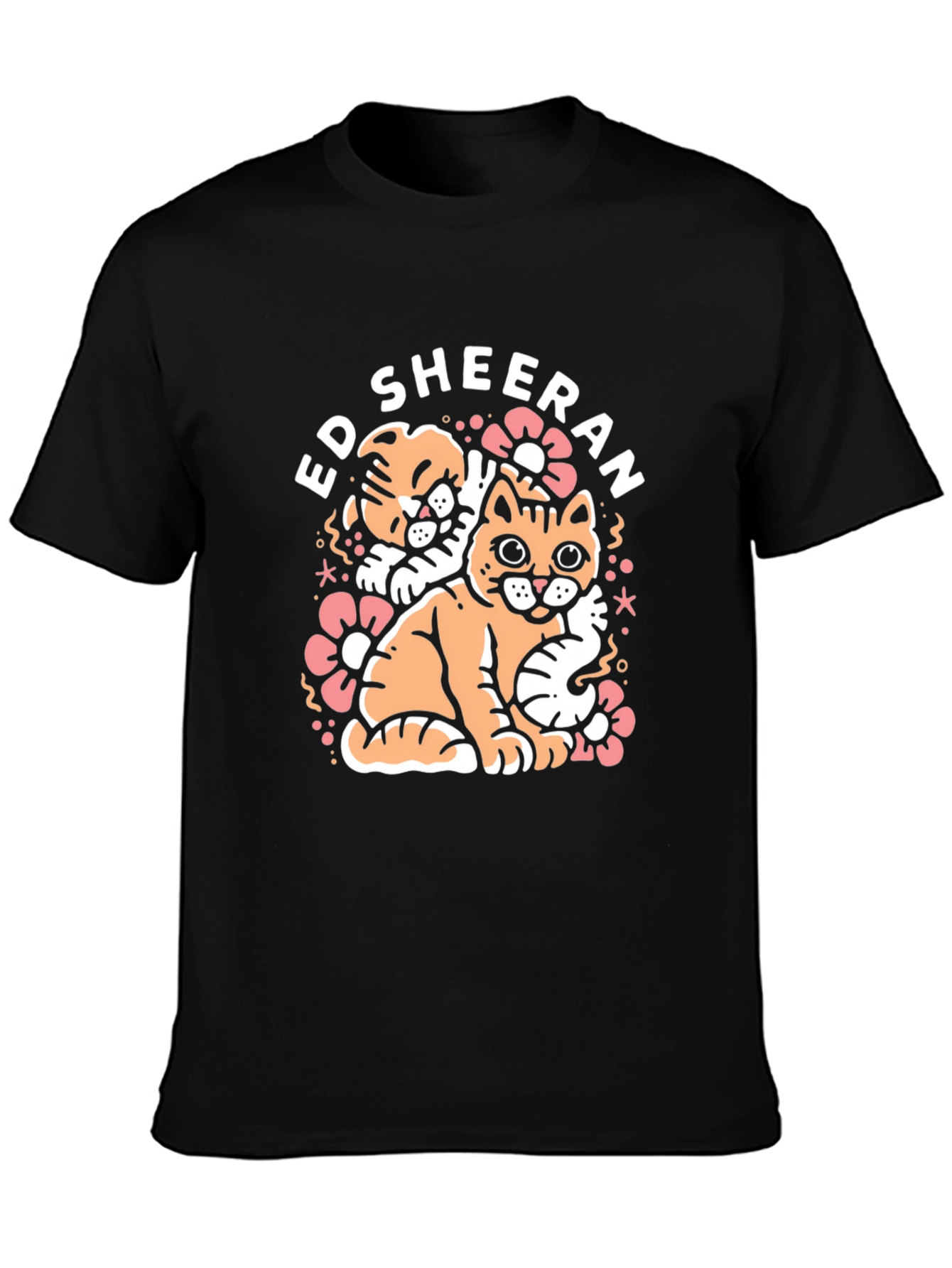 Ed Sheeran Cats Graphic Black T-Shirt