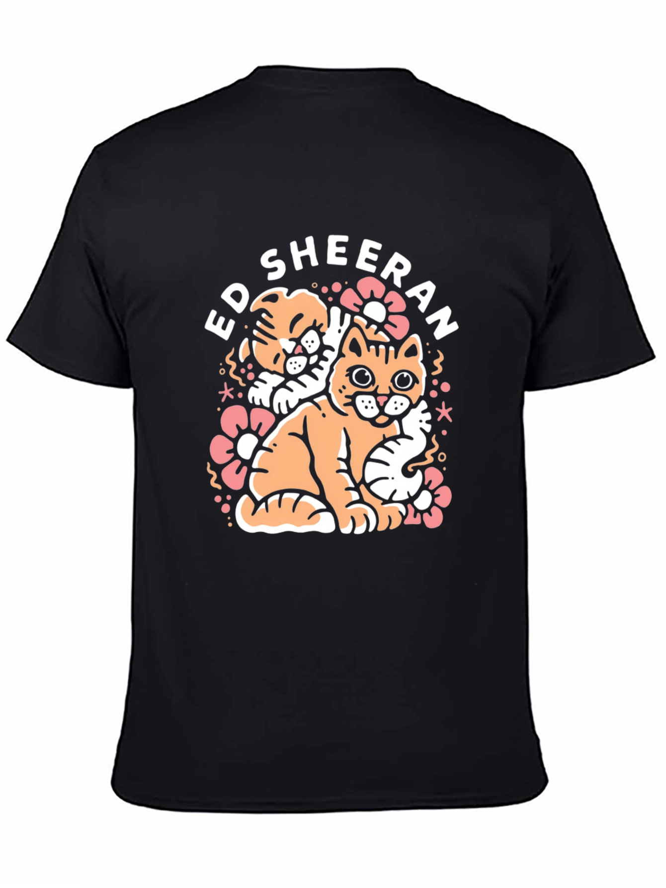 Ed Sheeran Cats Graphic Black T-Shirt