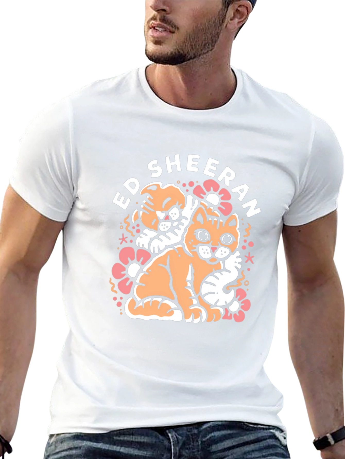 Ed Sheeran Cats Graphic Black T-Shirt