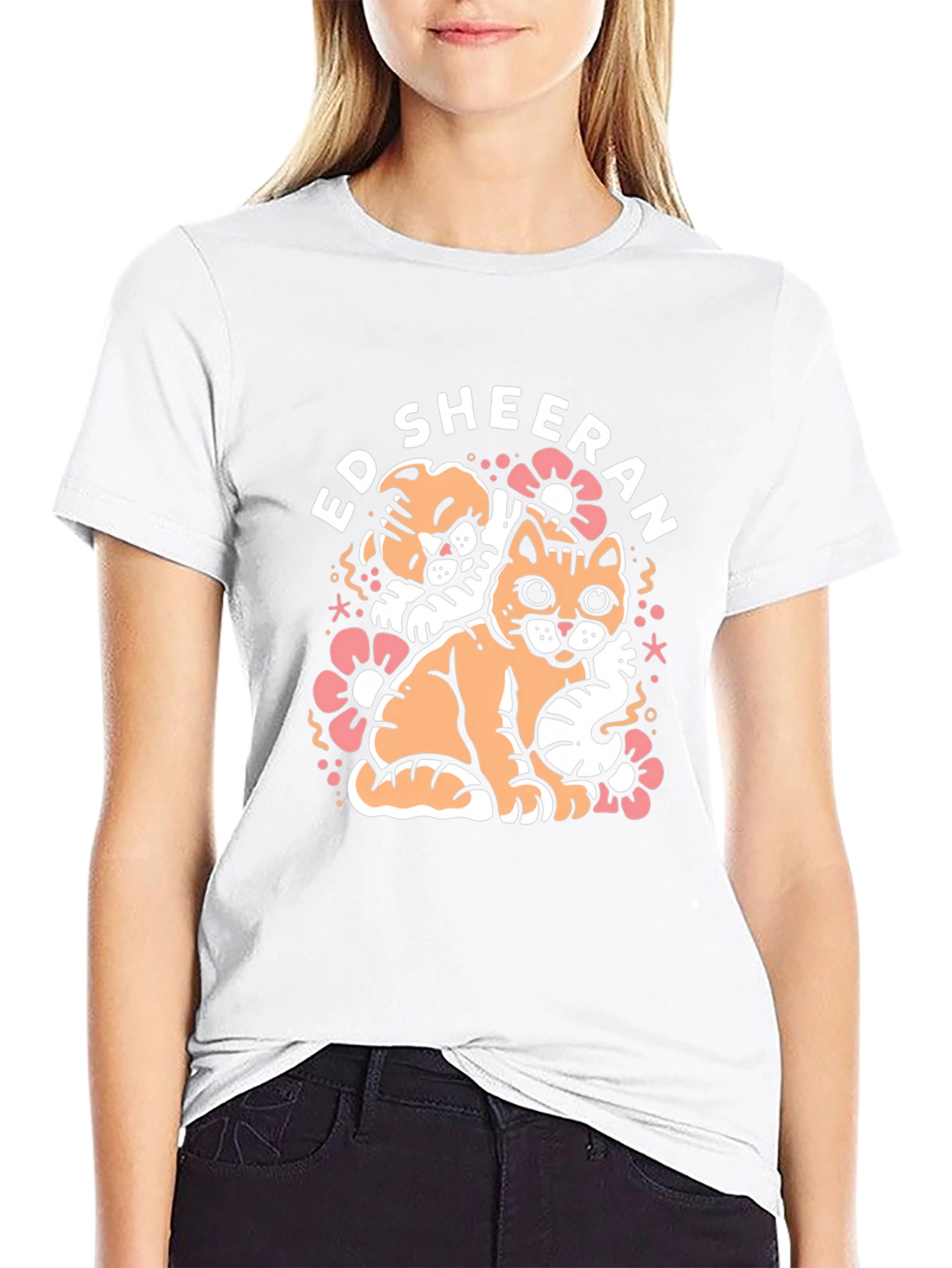 Ed Sheeran Cats Graphic Black T-Shirt