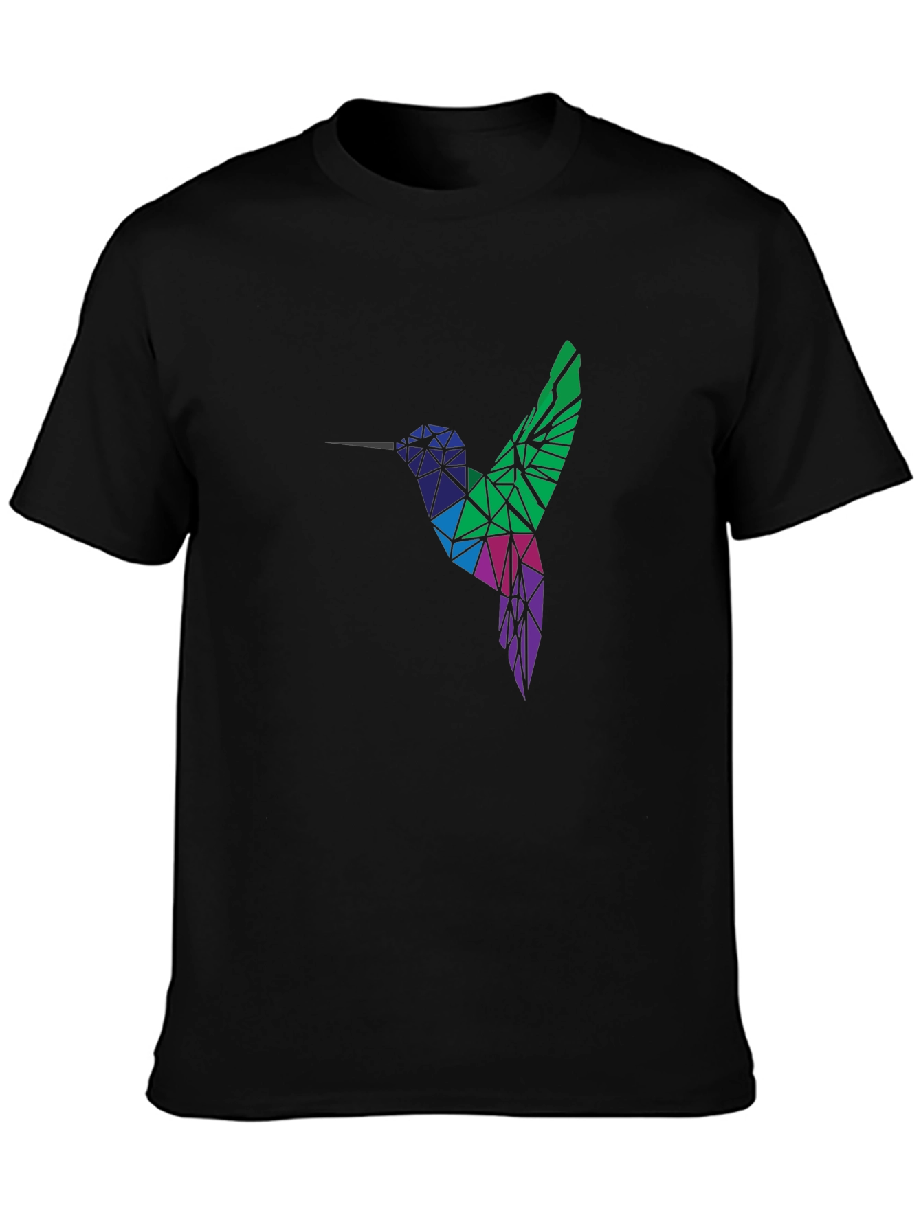 Geometric Hummingbird Graphic Tee - Black