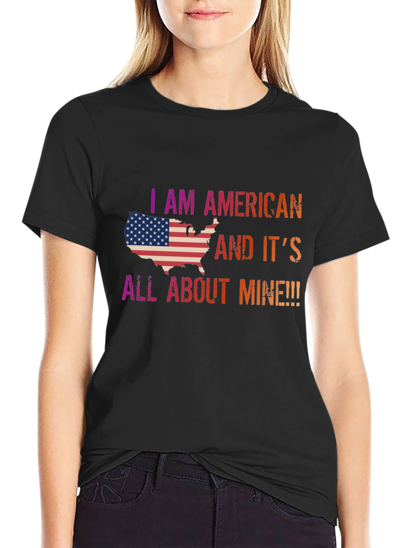 I AM AMERICAN Patriotic Graphic Tee - Black