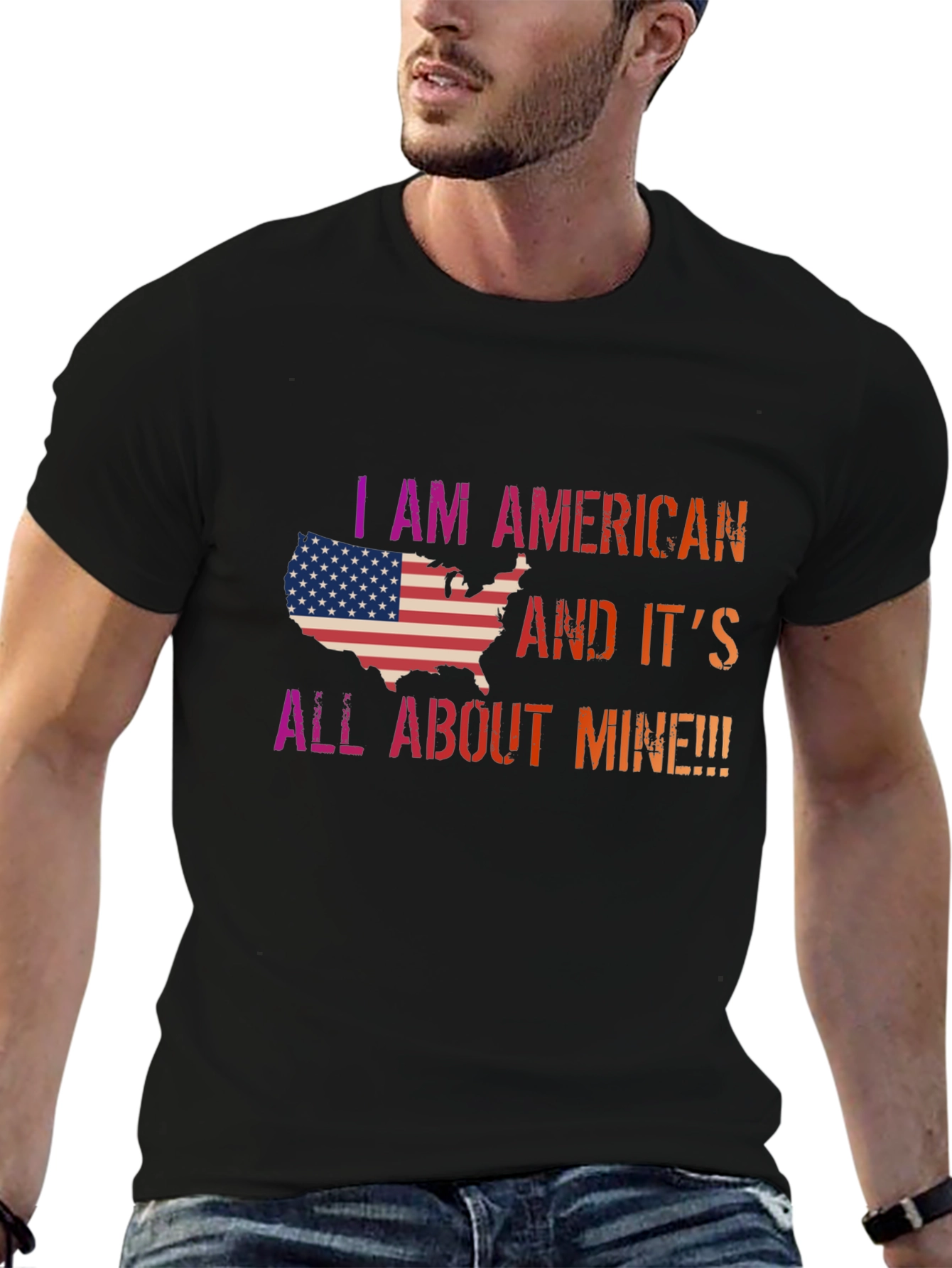 I AM AMERICAN Patriotic Graphic Tee - Black