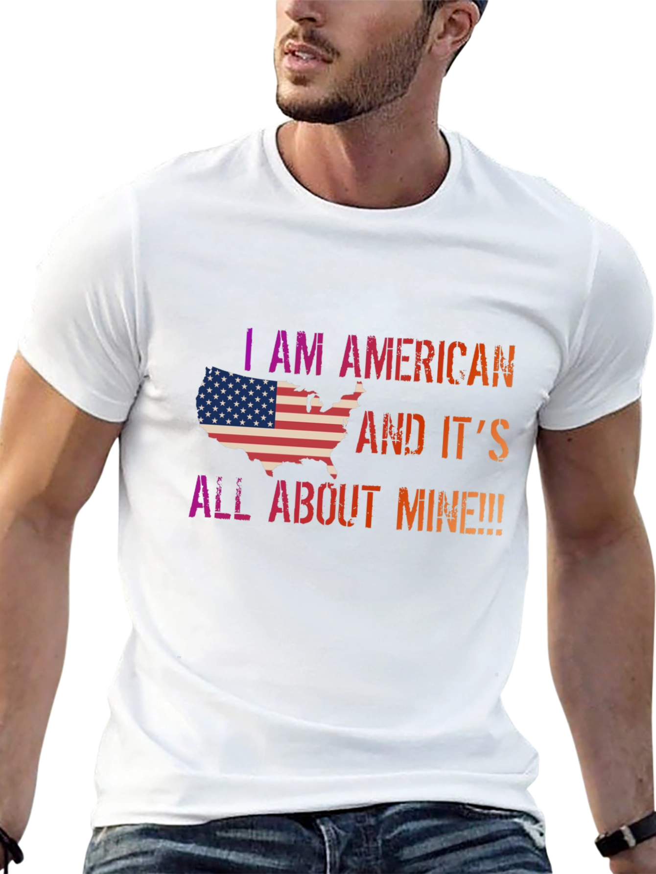 I AM AMERICAN Patriotic Graphic Tee - Black