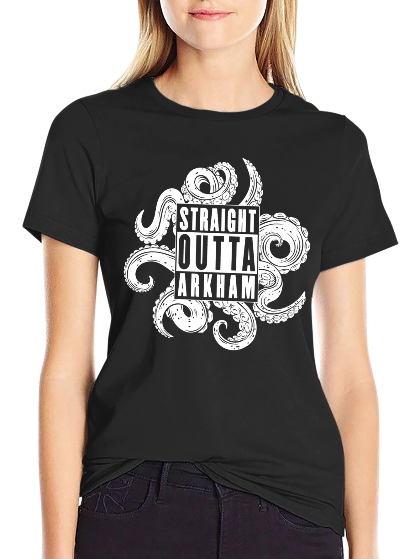 Straight Outta Arkham T-Shirt - Unique Kraken Design