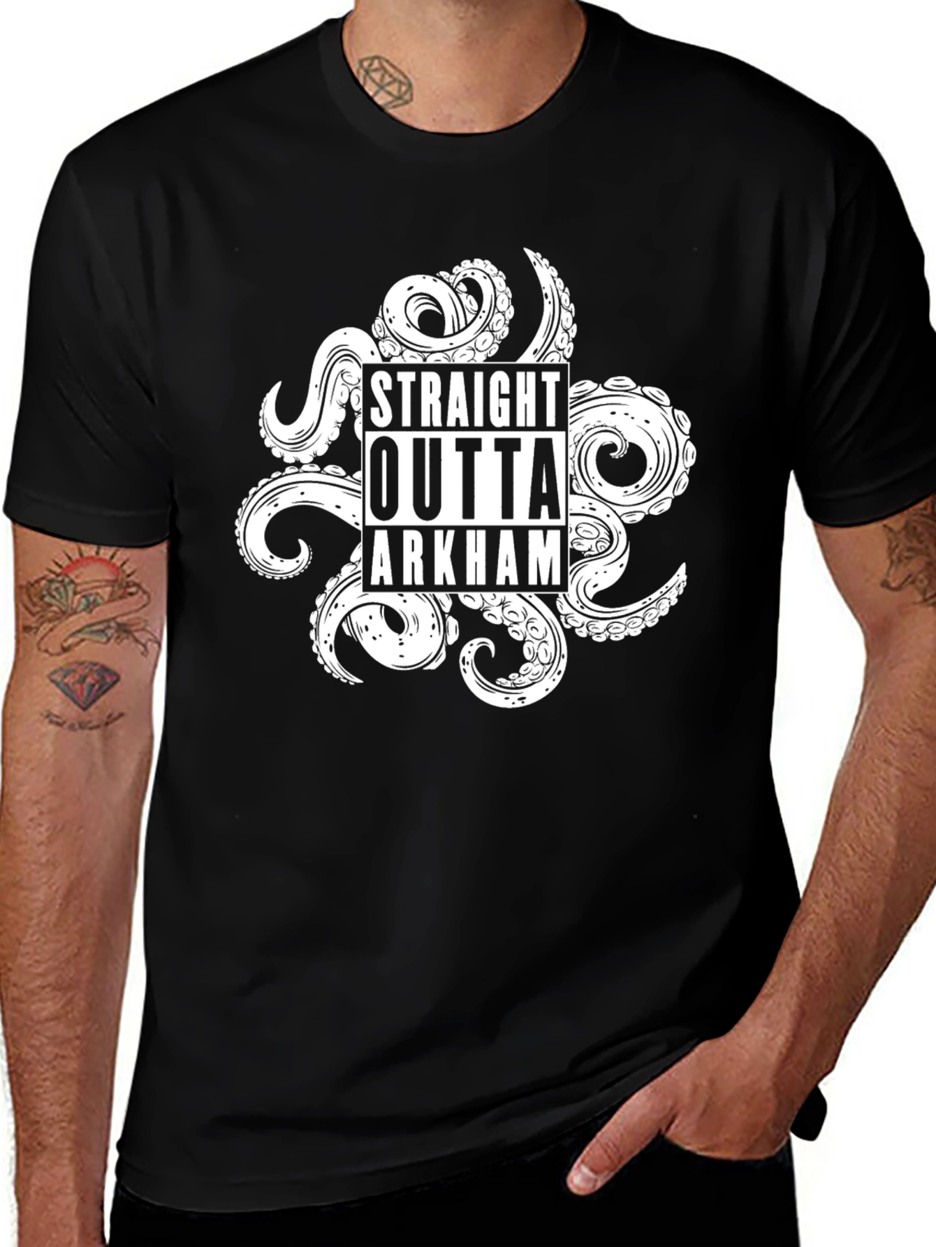 Straight Outta Arkham T-Shirt - Unique Kraken Design