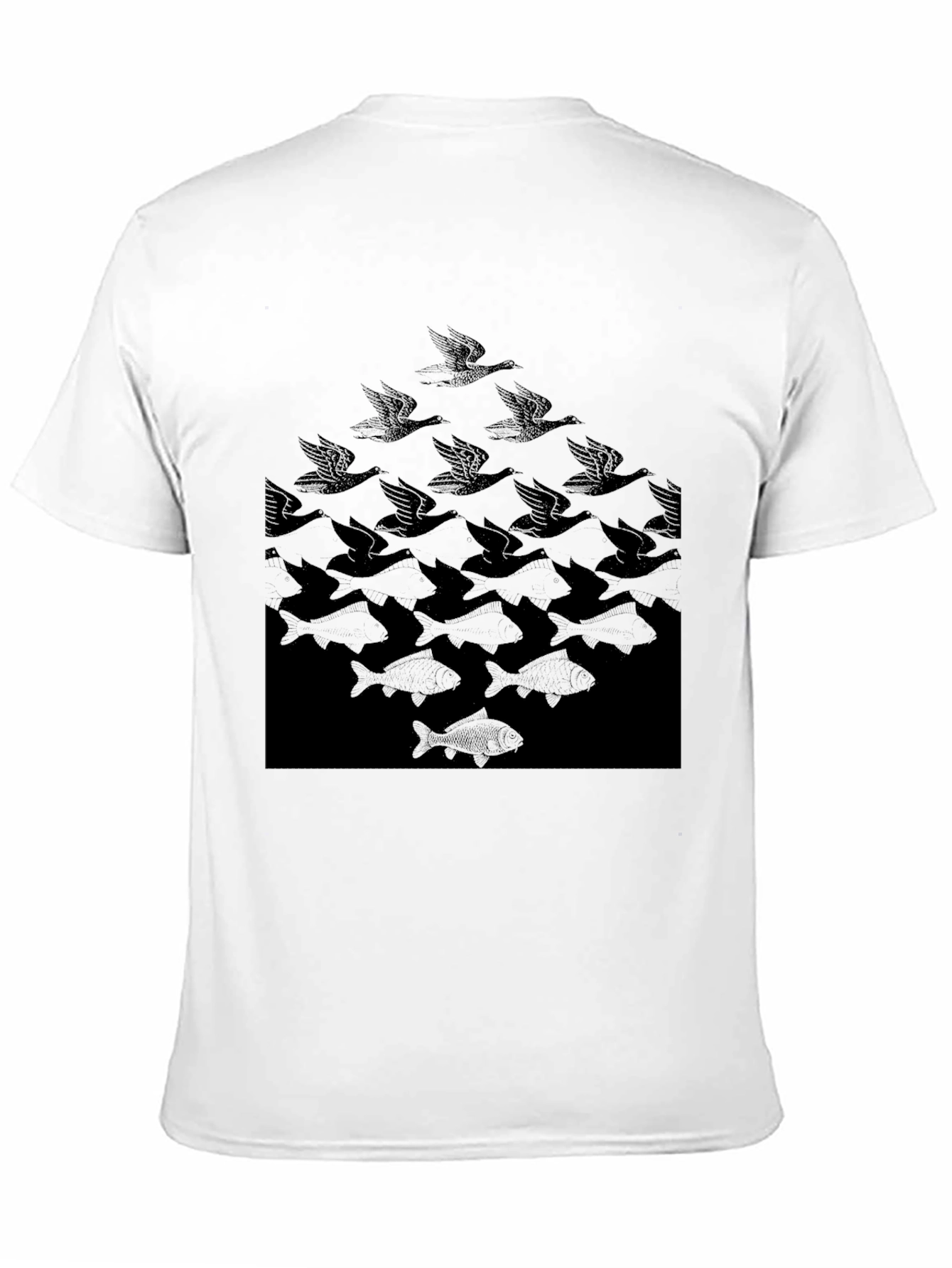 Escher Birds to Fish Graphic Tee - Black