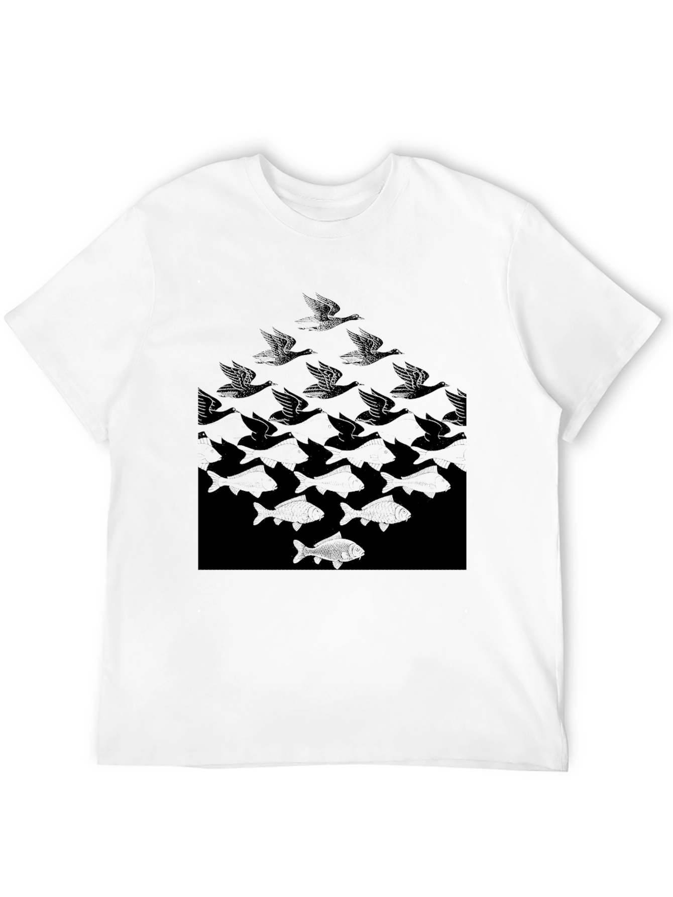 Escher Birds to Fish Graphic Tee - Black