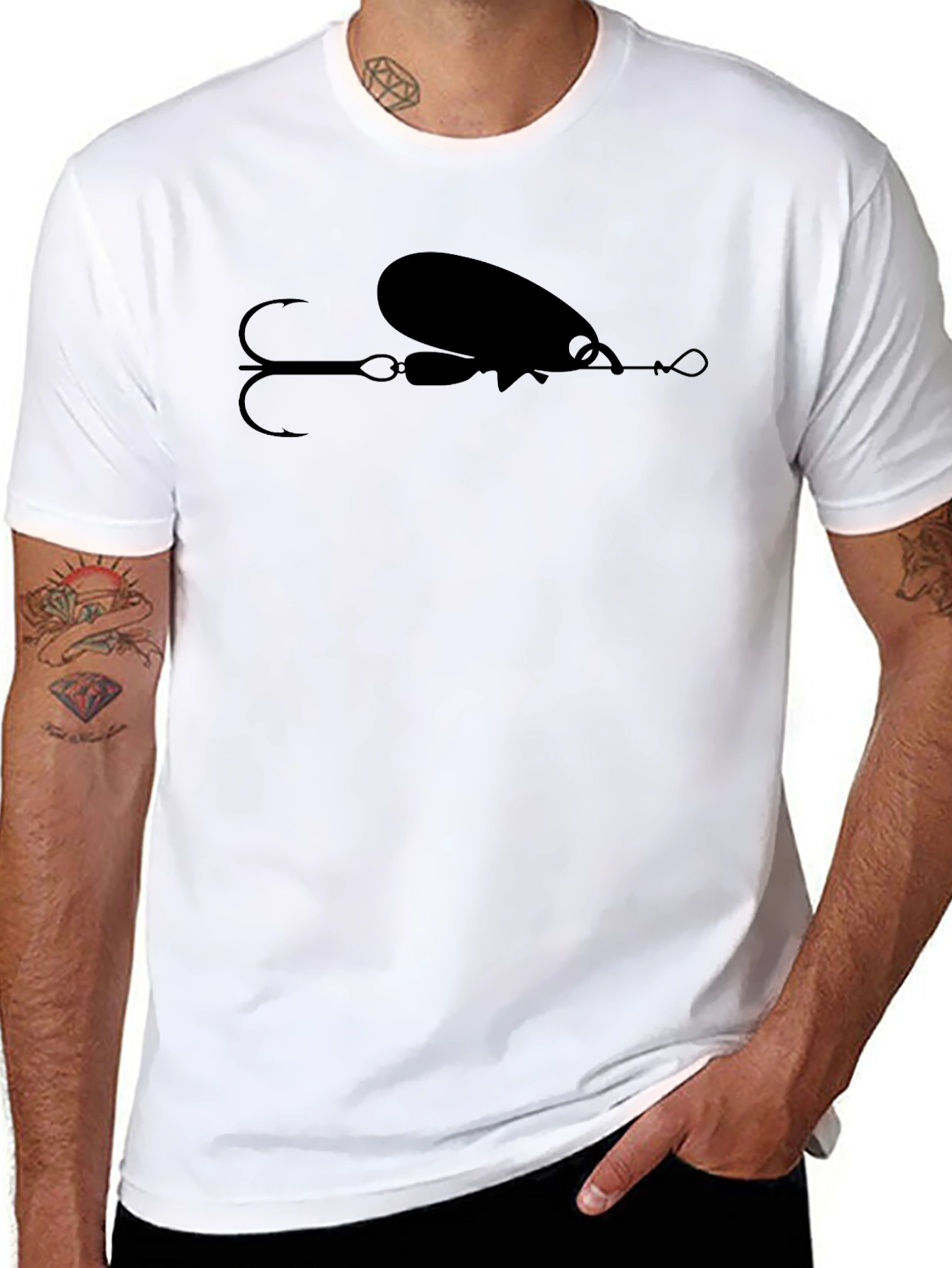 Fishing Lure Graphic T-Shirt - Black Cotton Tee