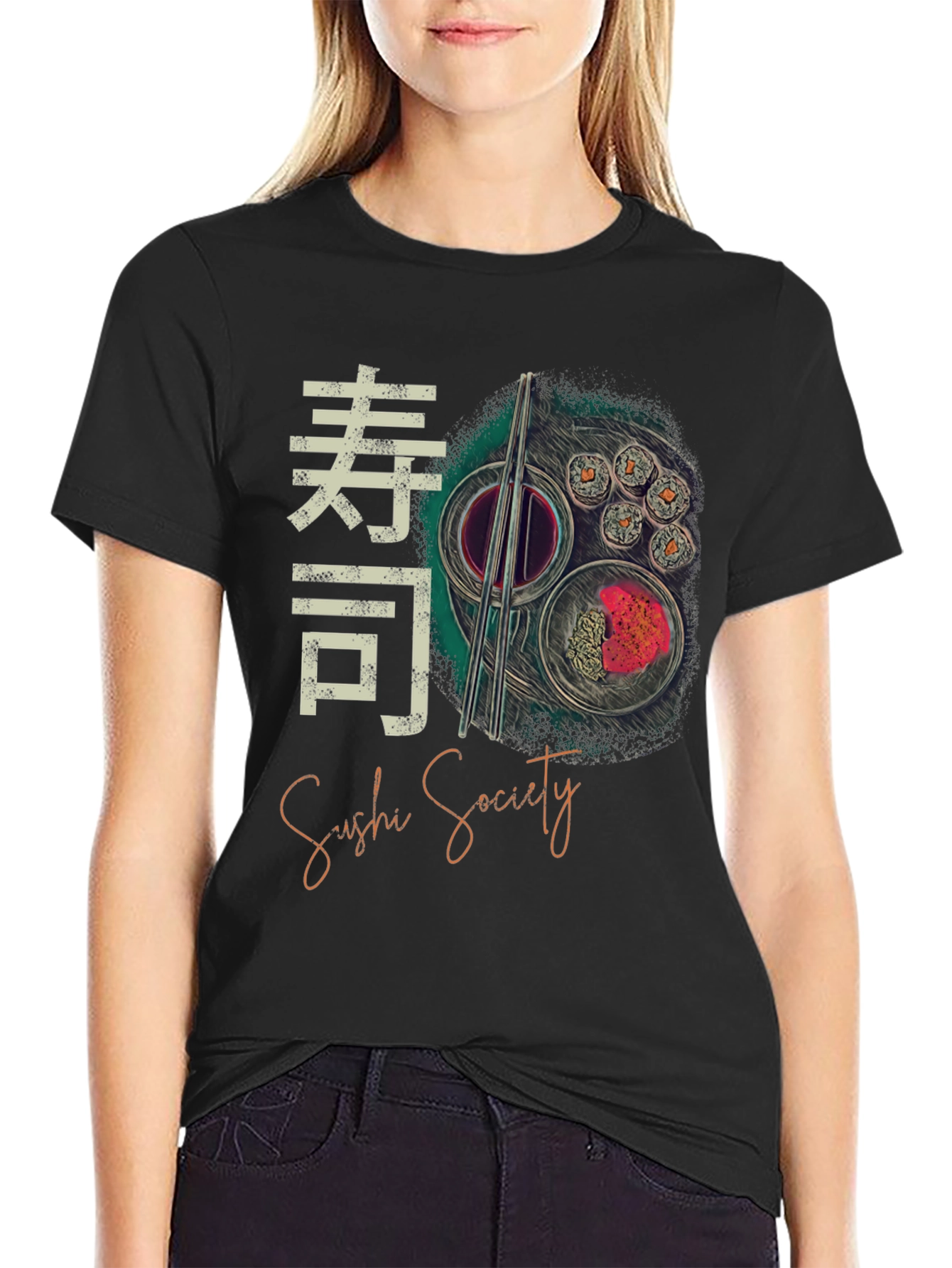 Sushi Society Graphic Tee - Trendy Foodie Shirt