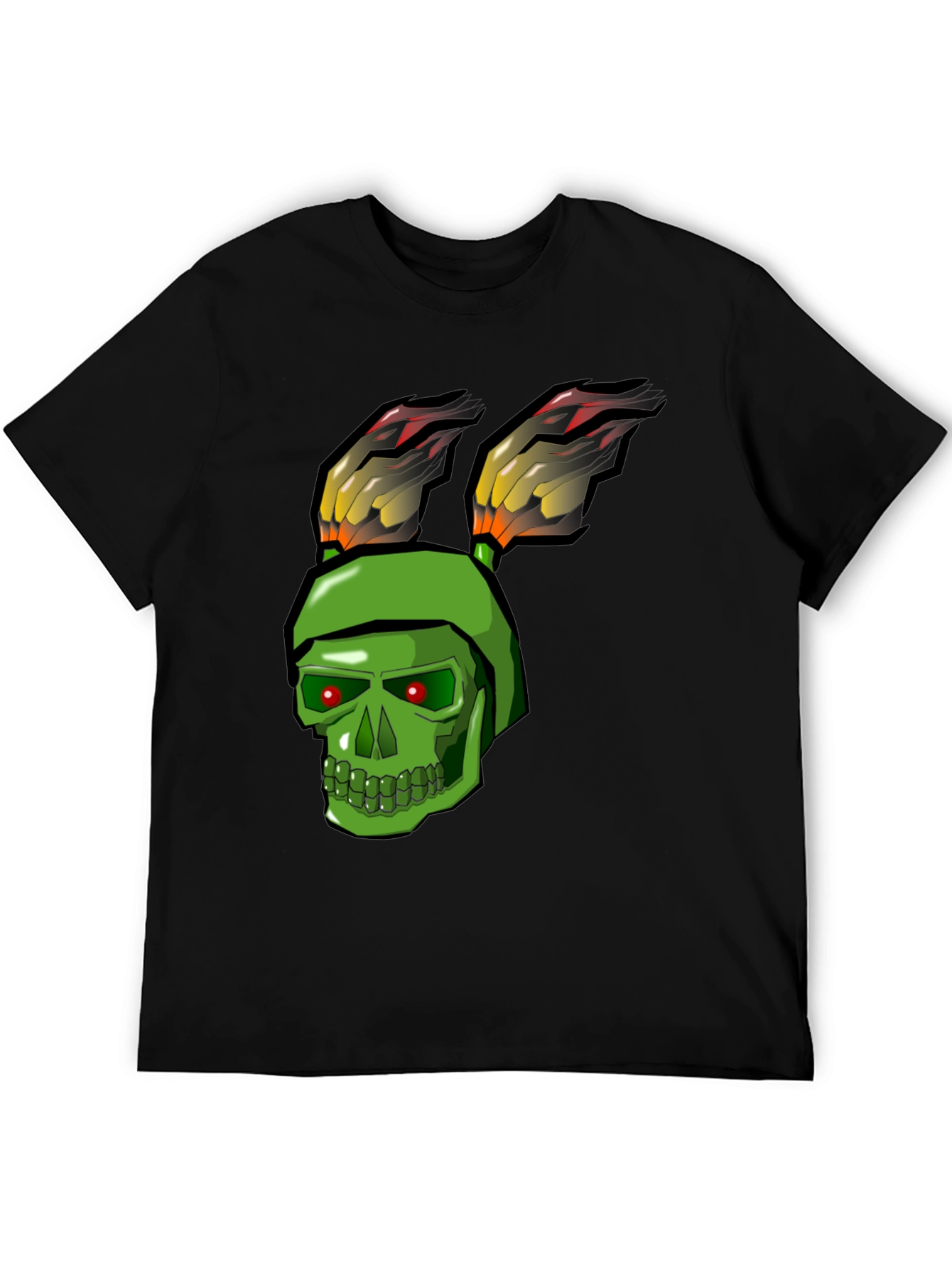 Green Skull Rabbit Flame T-Shirt