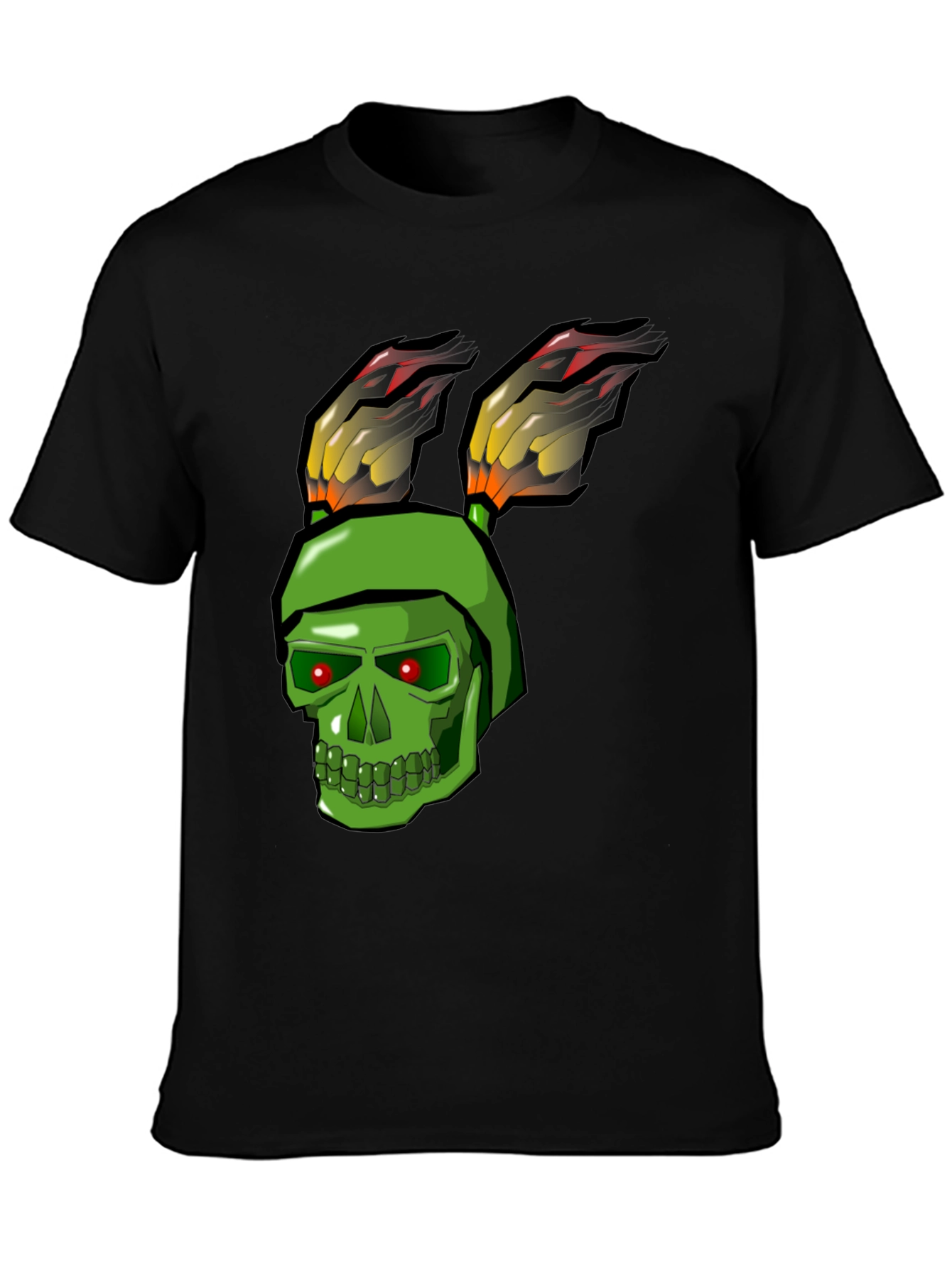 Green Skull Rabbit Flame T-Shirt