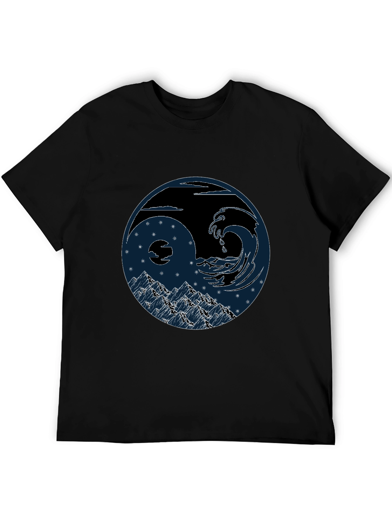 Yin Yang Wave & Mountain Graphic Tee