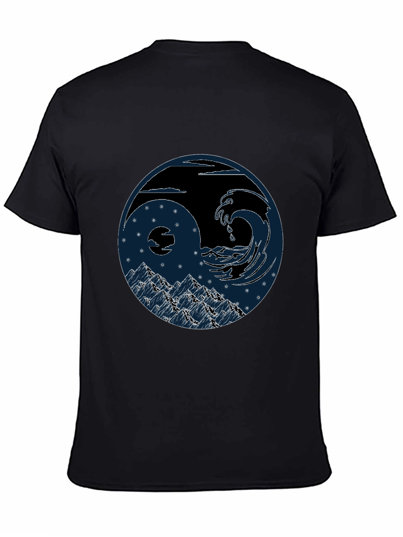Yin Yang Wave & Mountain Graphic Tee
