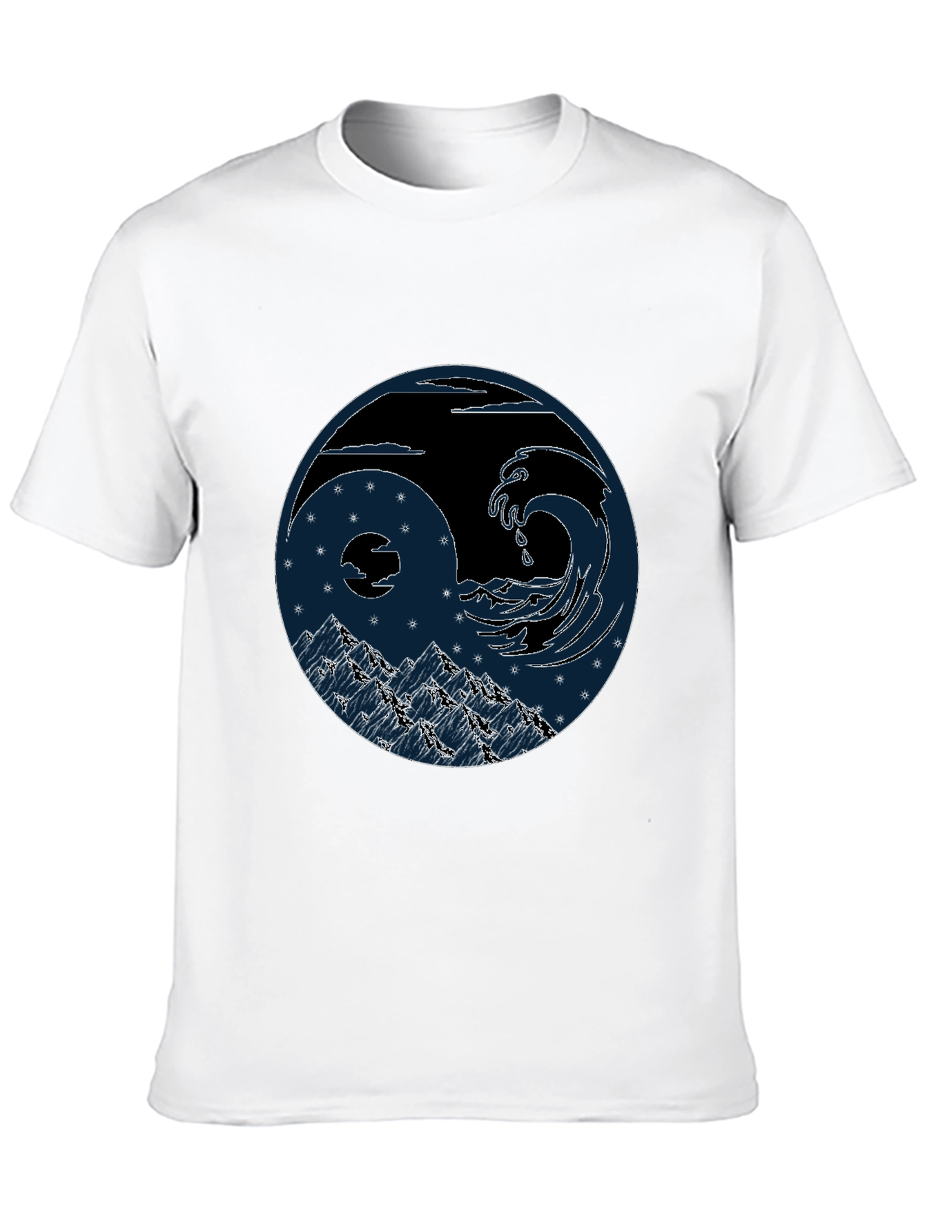 Yin Yang Wave & Mountain Graphic Tee