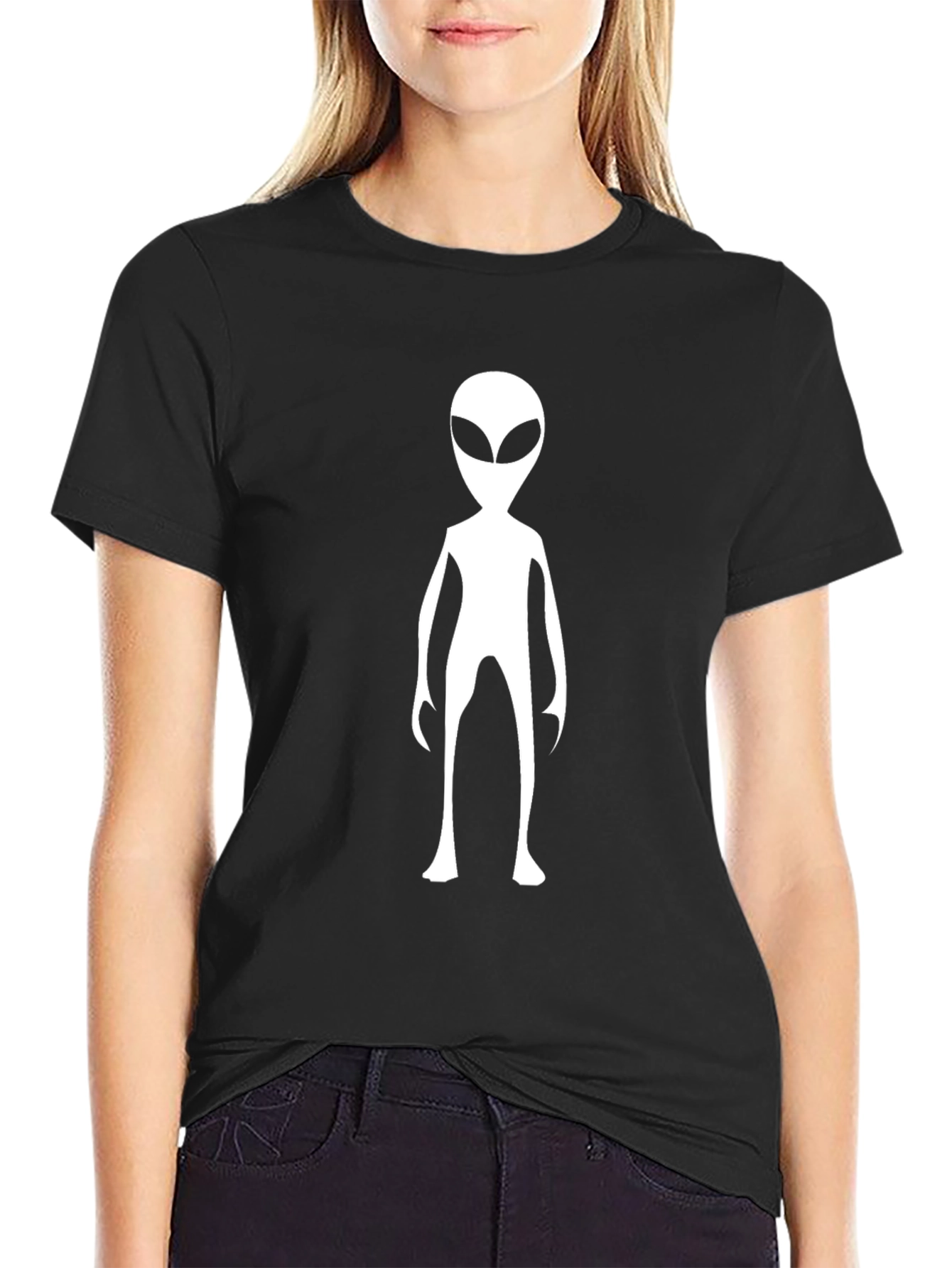 Alien Graphic T-Shirt - Black Crew Neck Tee