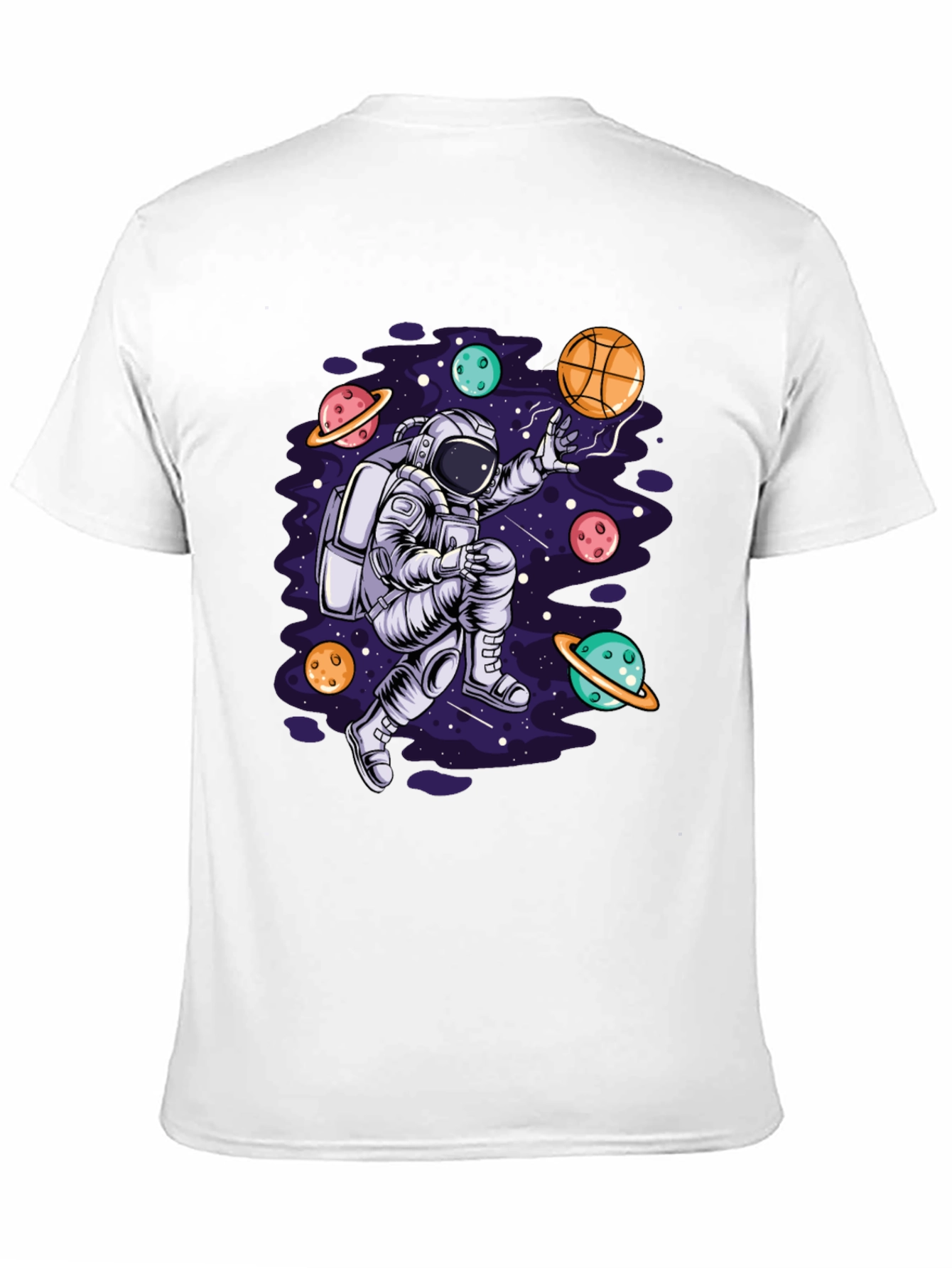 Astronaut Galaxy Basketball Black T-Shirt