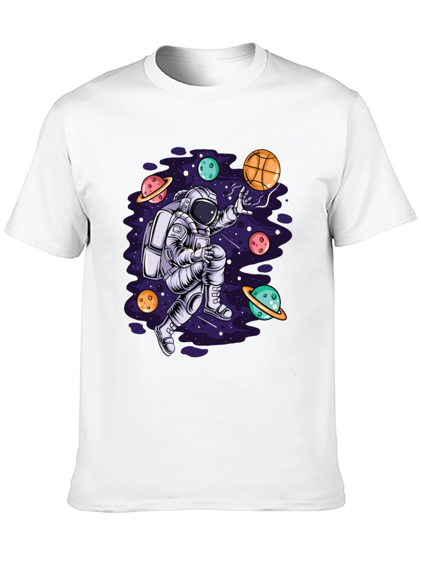 Astronaut Galaxy Basketball Black T-Shirt