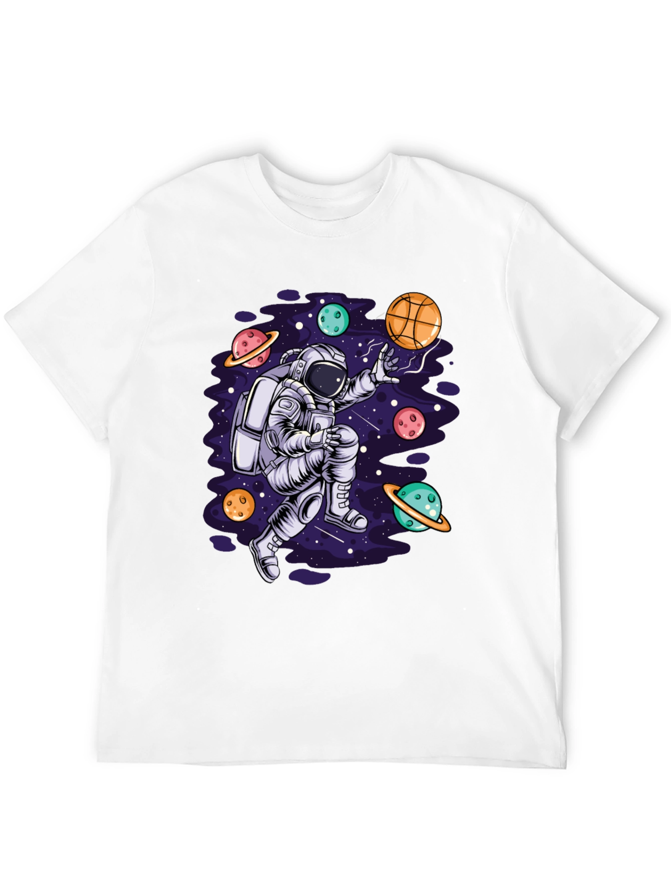 Astronaut Galaxy Basketball Black T-Shirt