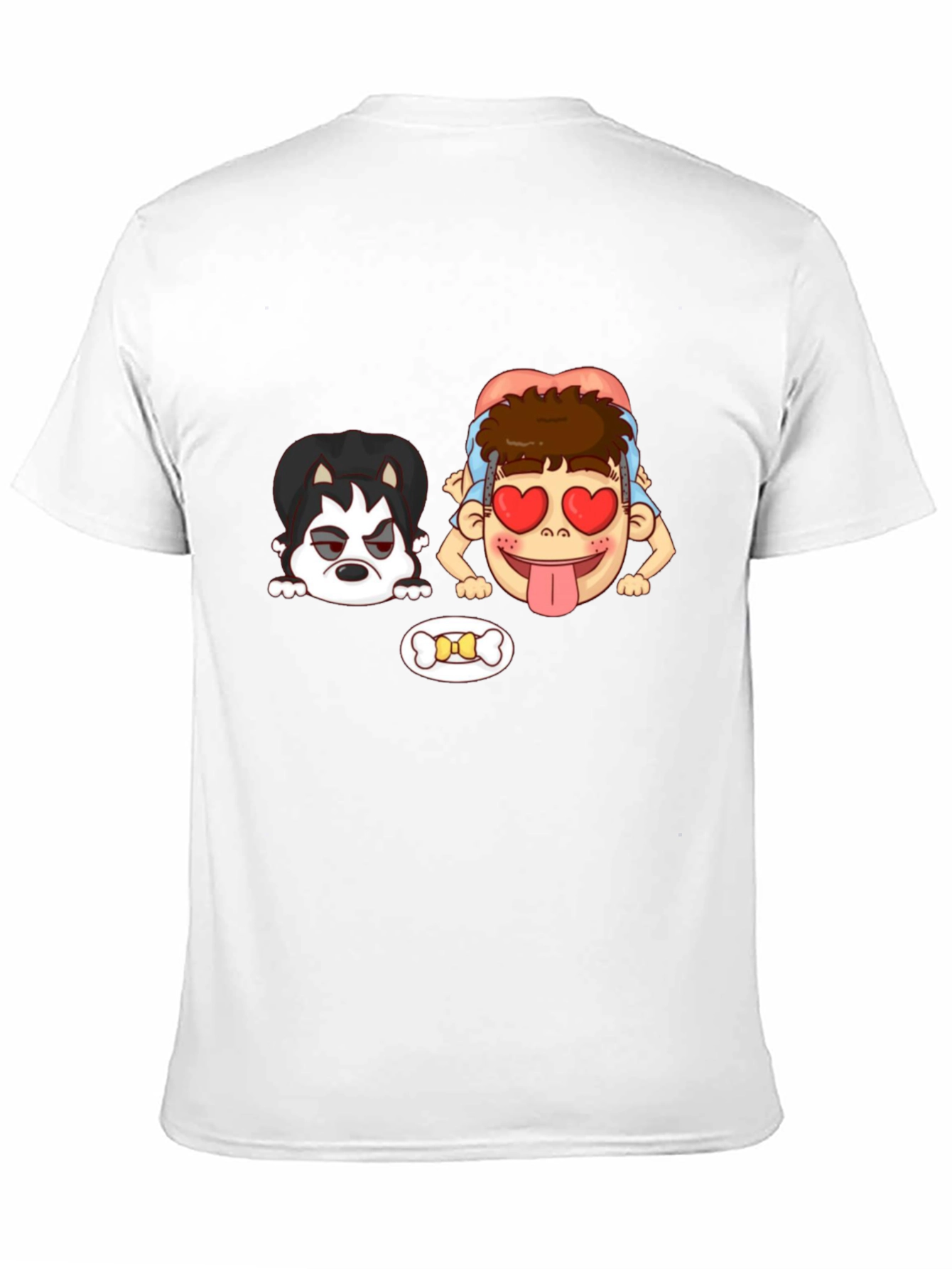 Cartoon Graphic T-Shirt: Dog & Lovesick Boy