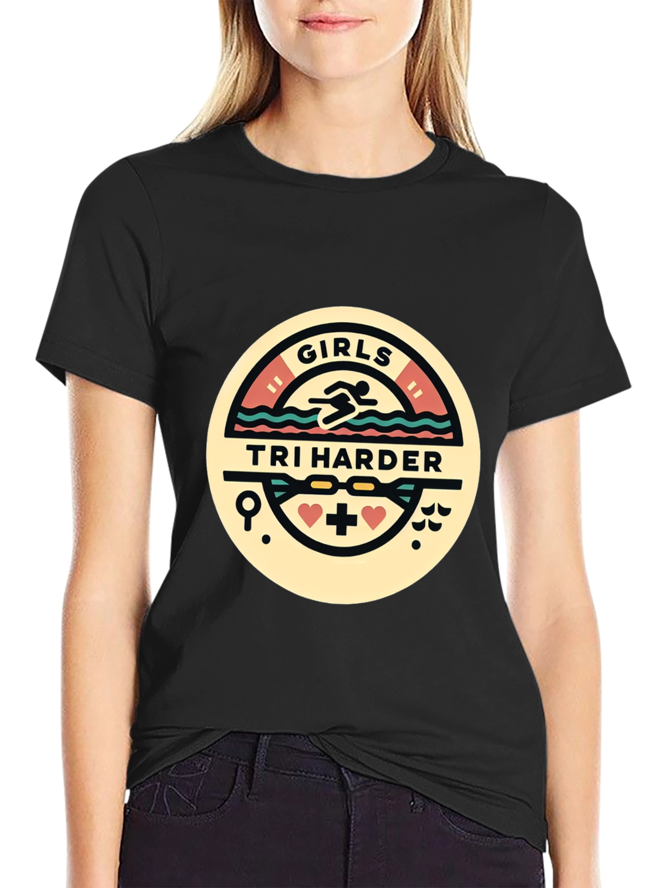 Girls Tri Harder T-Shirt - Triathlon Design