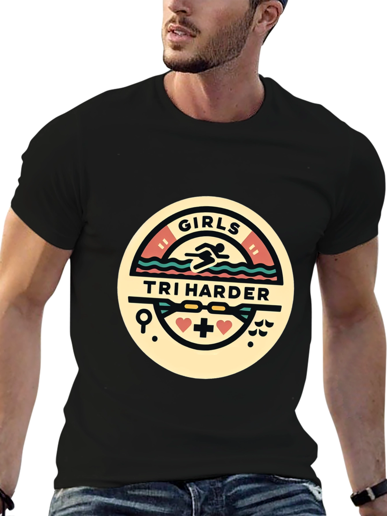 Girls Tri Harder T-Shirt - Triathlon Design