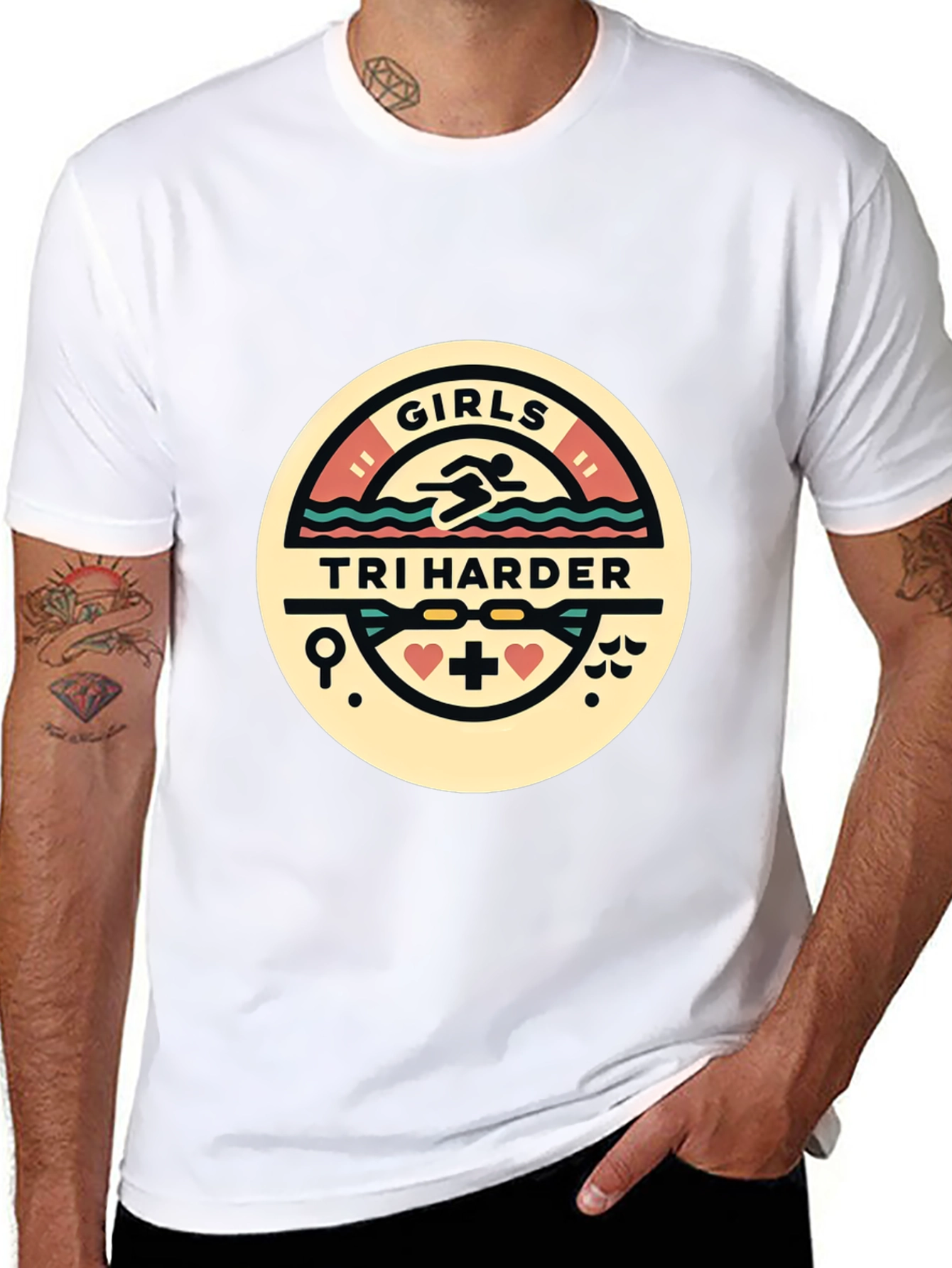 Girls Tri Harder T-Shirt - Triathlon Design