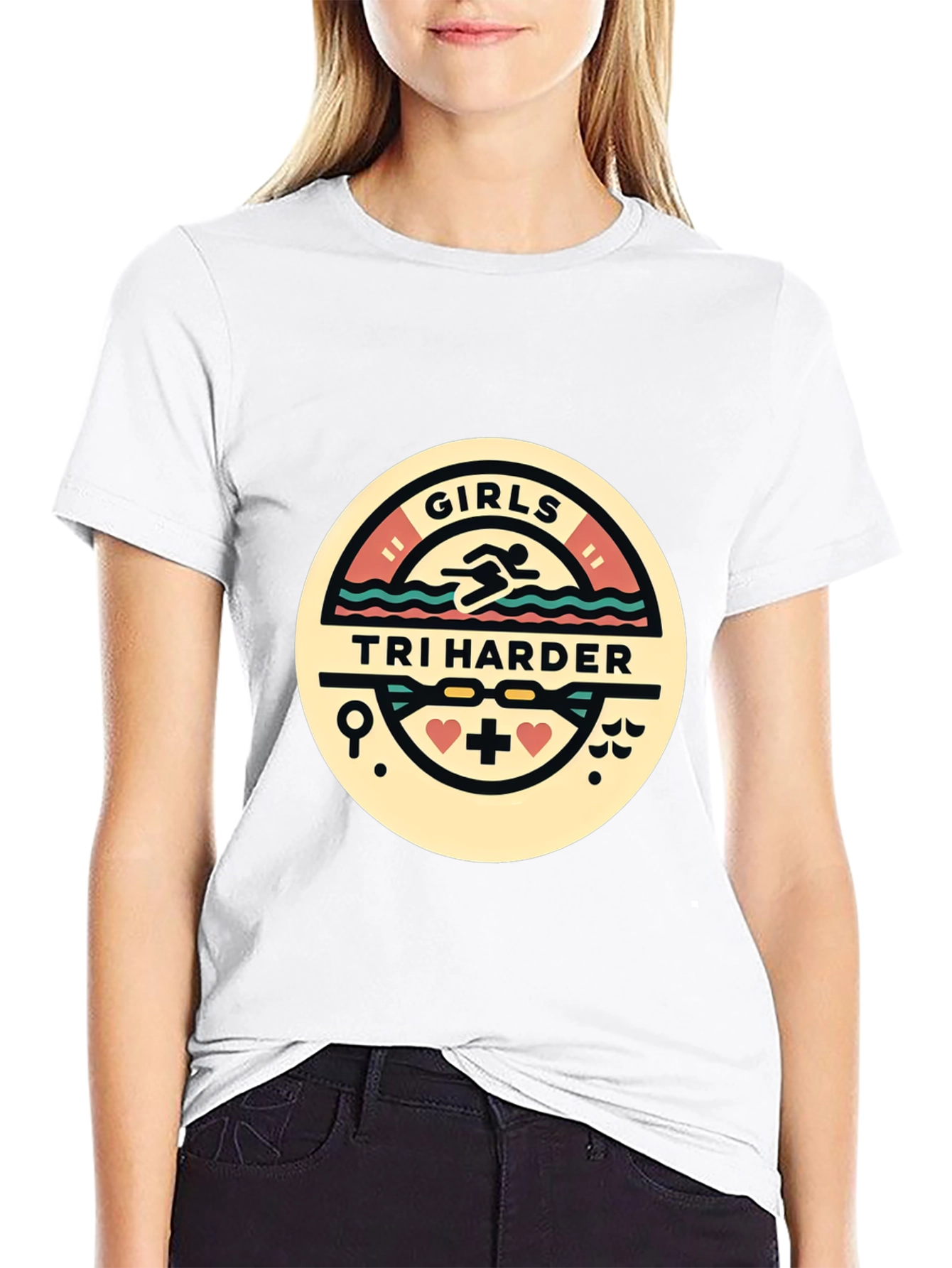 Girls Tri Harder T-Shirt - Triathlon Design