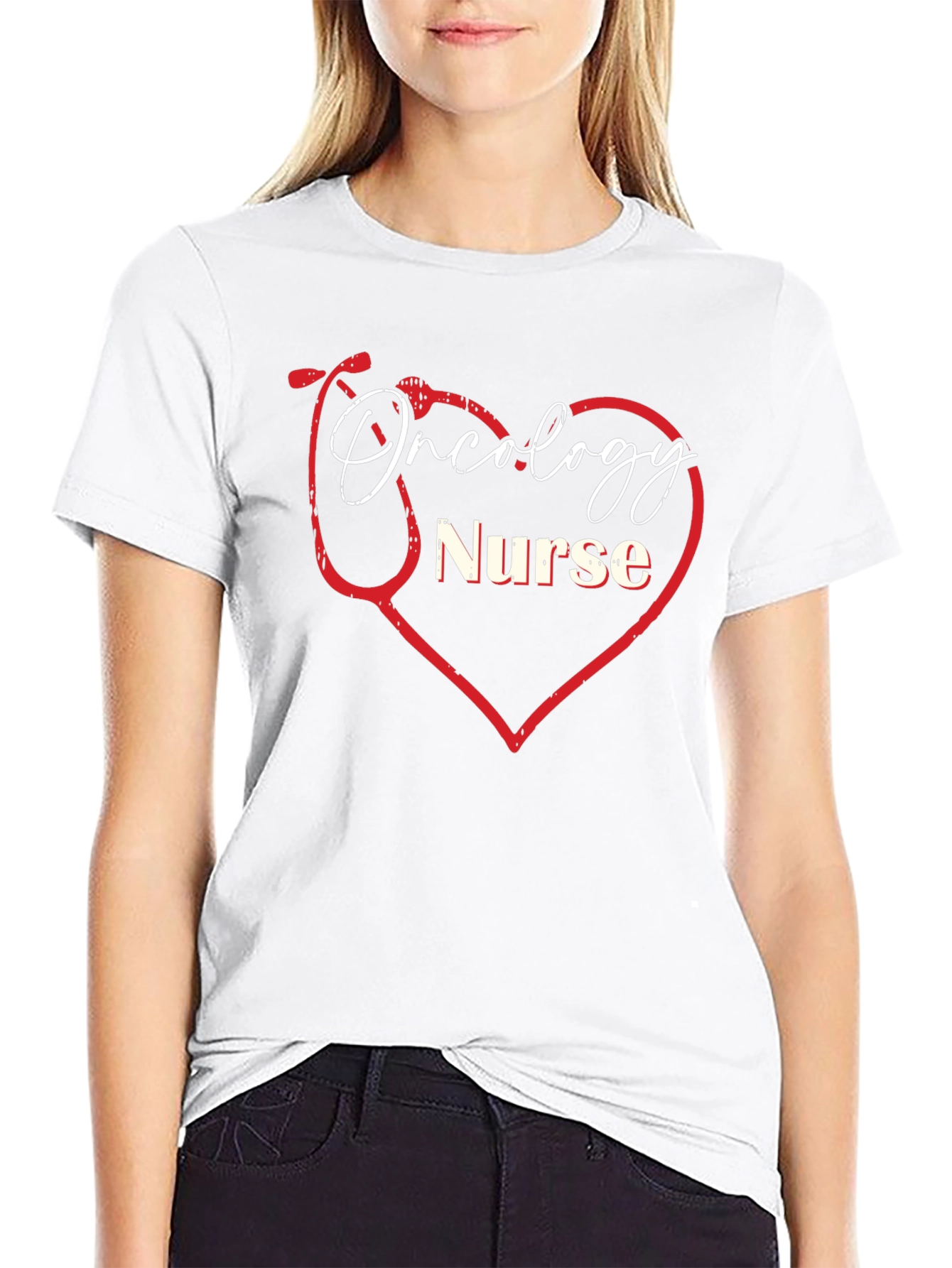 Oncology Nurse Heart Stethoscope Graphic Tee