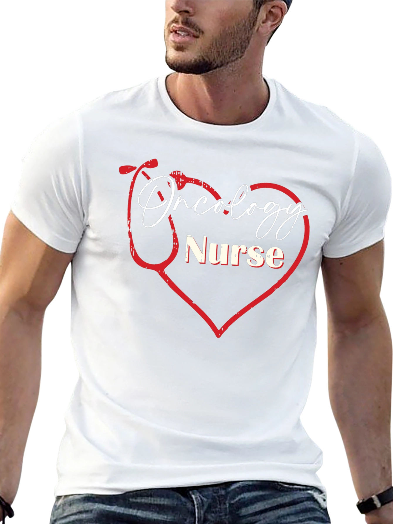 Oncology Nurse Heart Stethoscope Graphic Tee