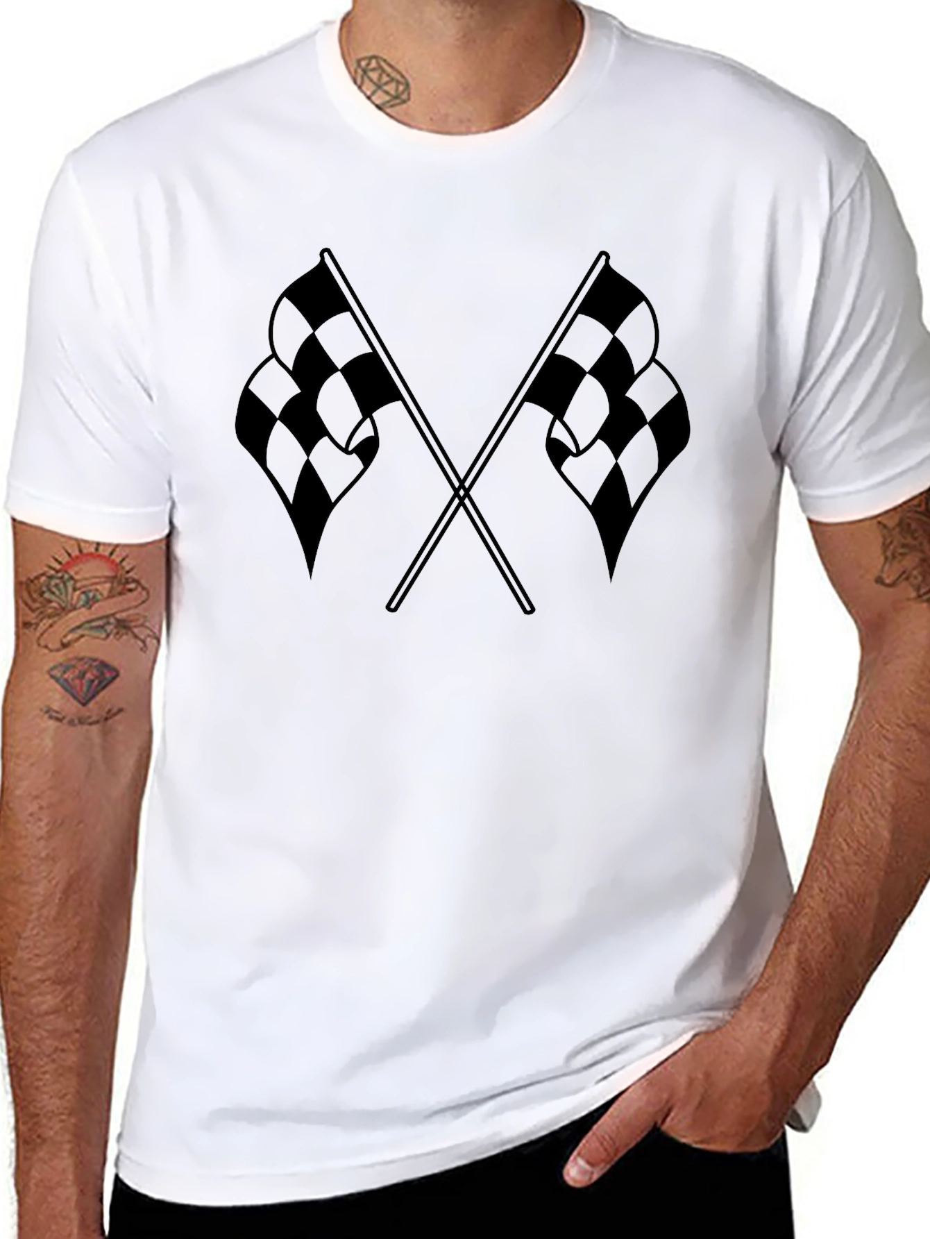 Checkered Flags Graphic Tee - Racing Fan Apparel