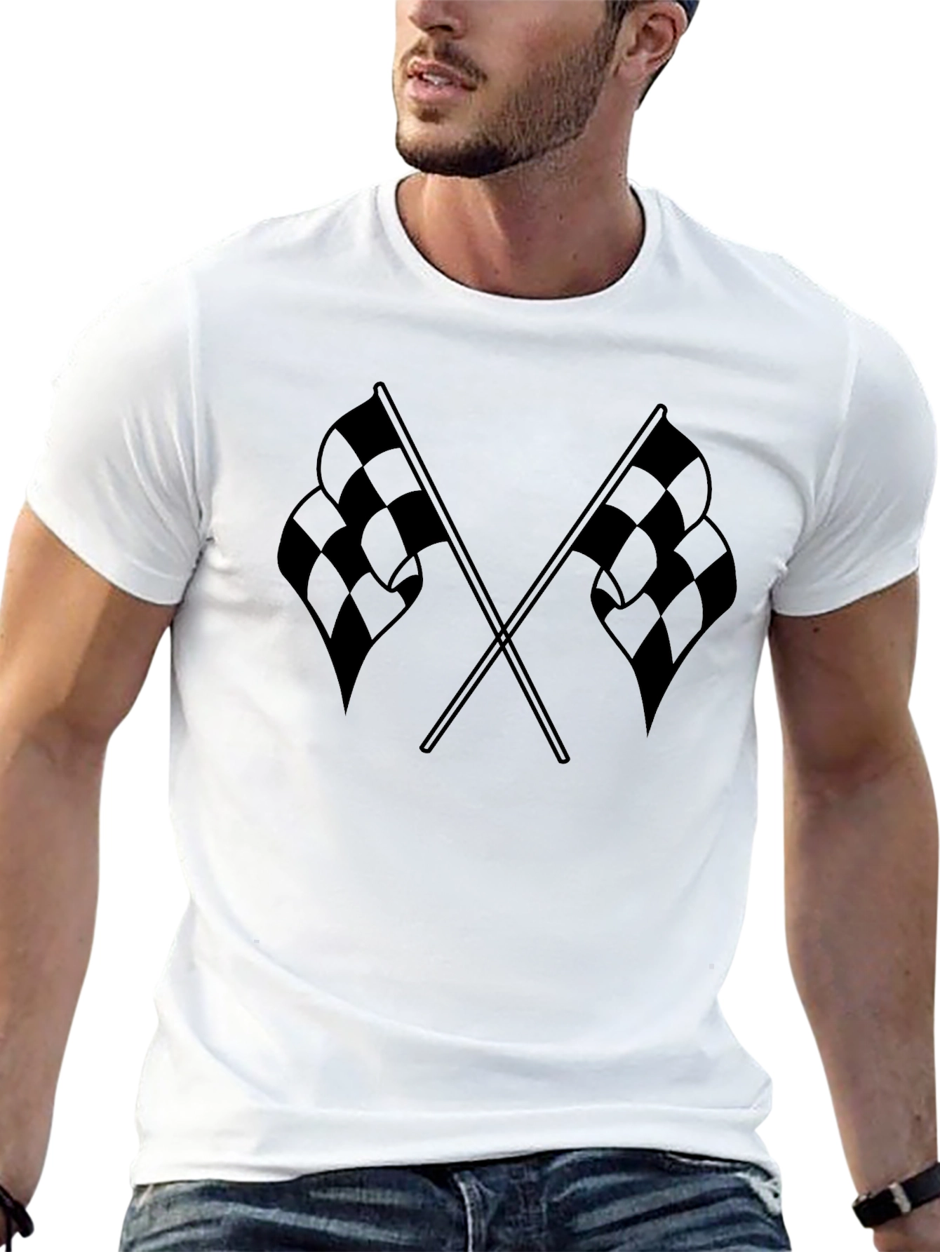 Checkered Flags Graphic Tee - Racing Fan Apparel