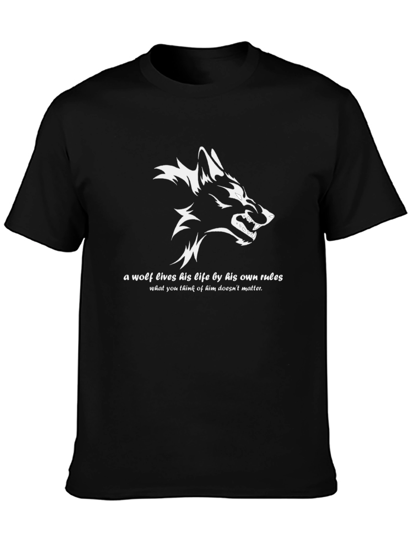 Wolf Graphic Print Mens Black T-Shirt