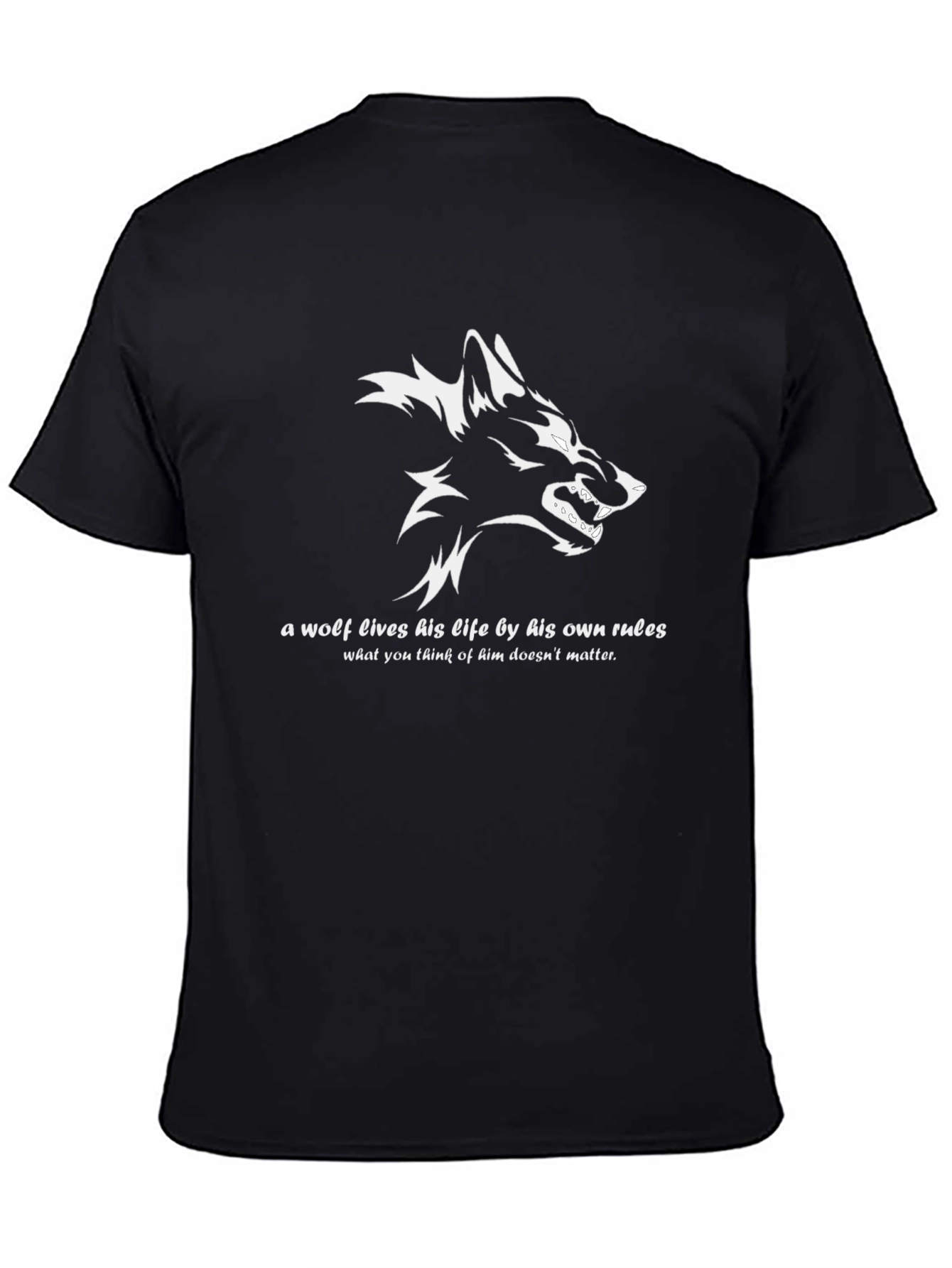 Wolf Graphic Print Mens Black T-Shirt