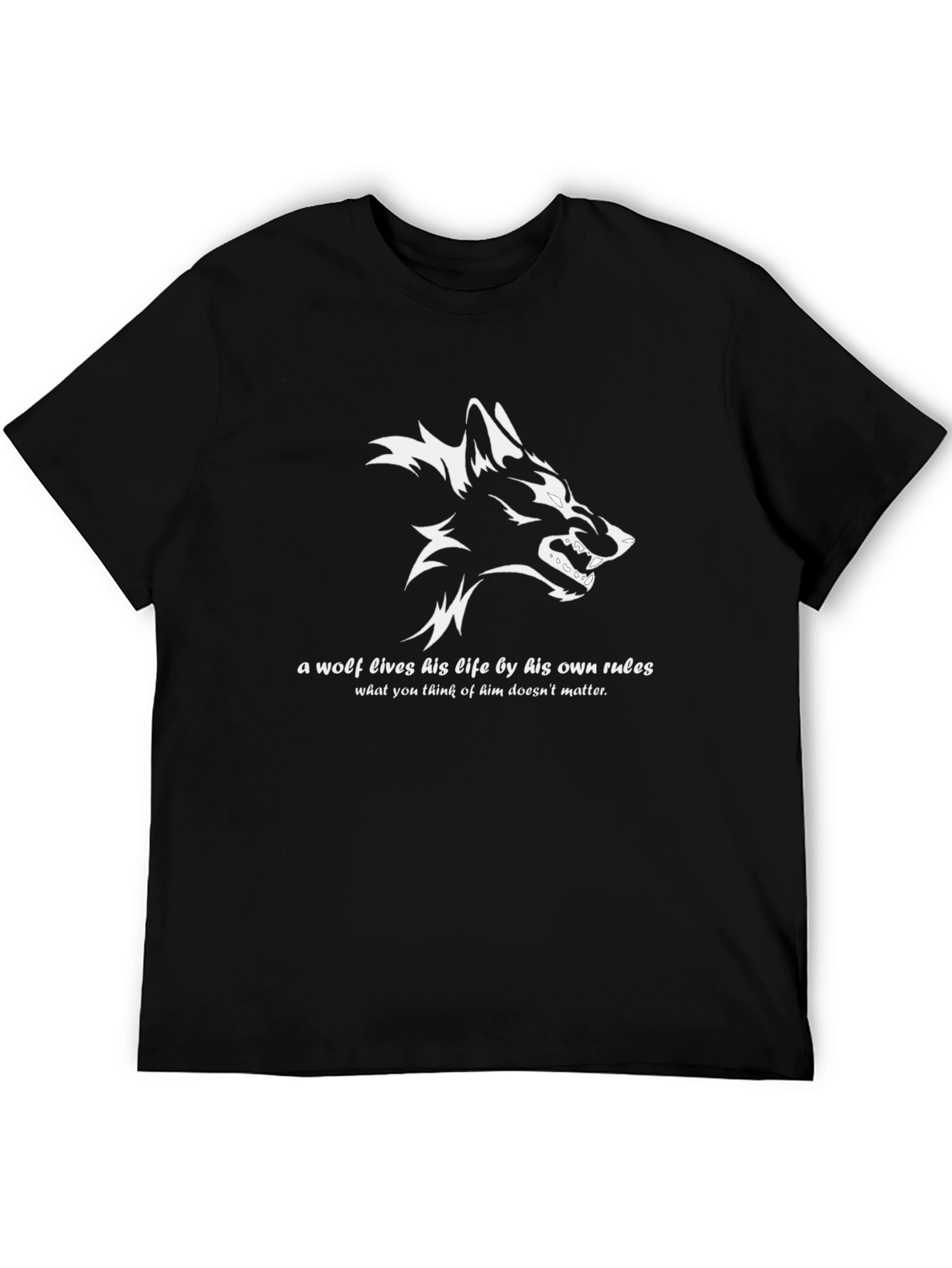 Wolf Graphic Print Mens Black T-Shirt