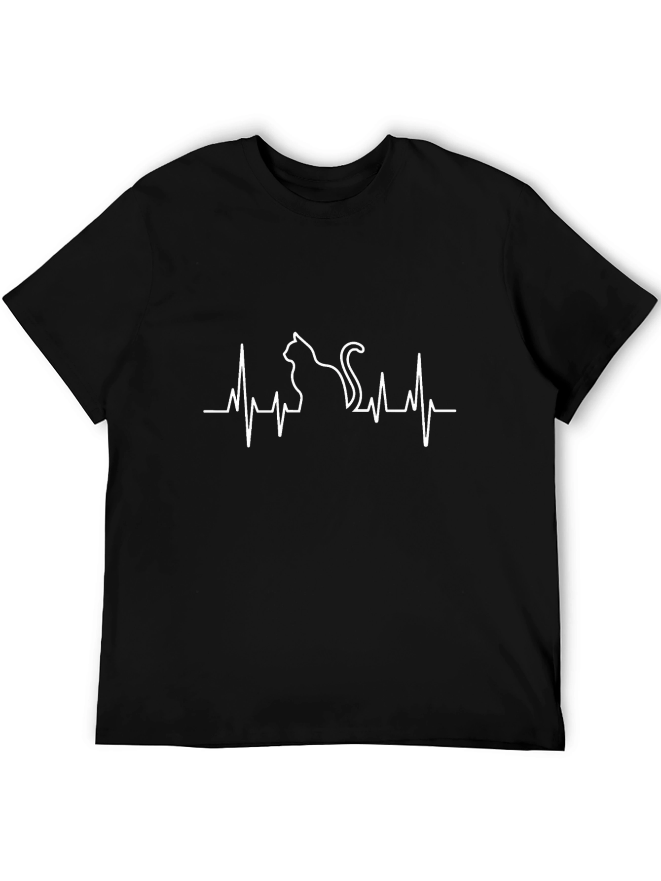 Cat Heartbeat T-Shirt - Black